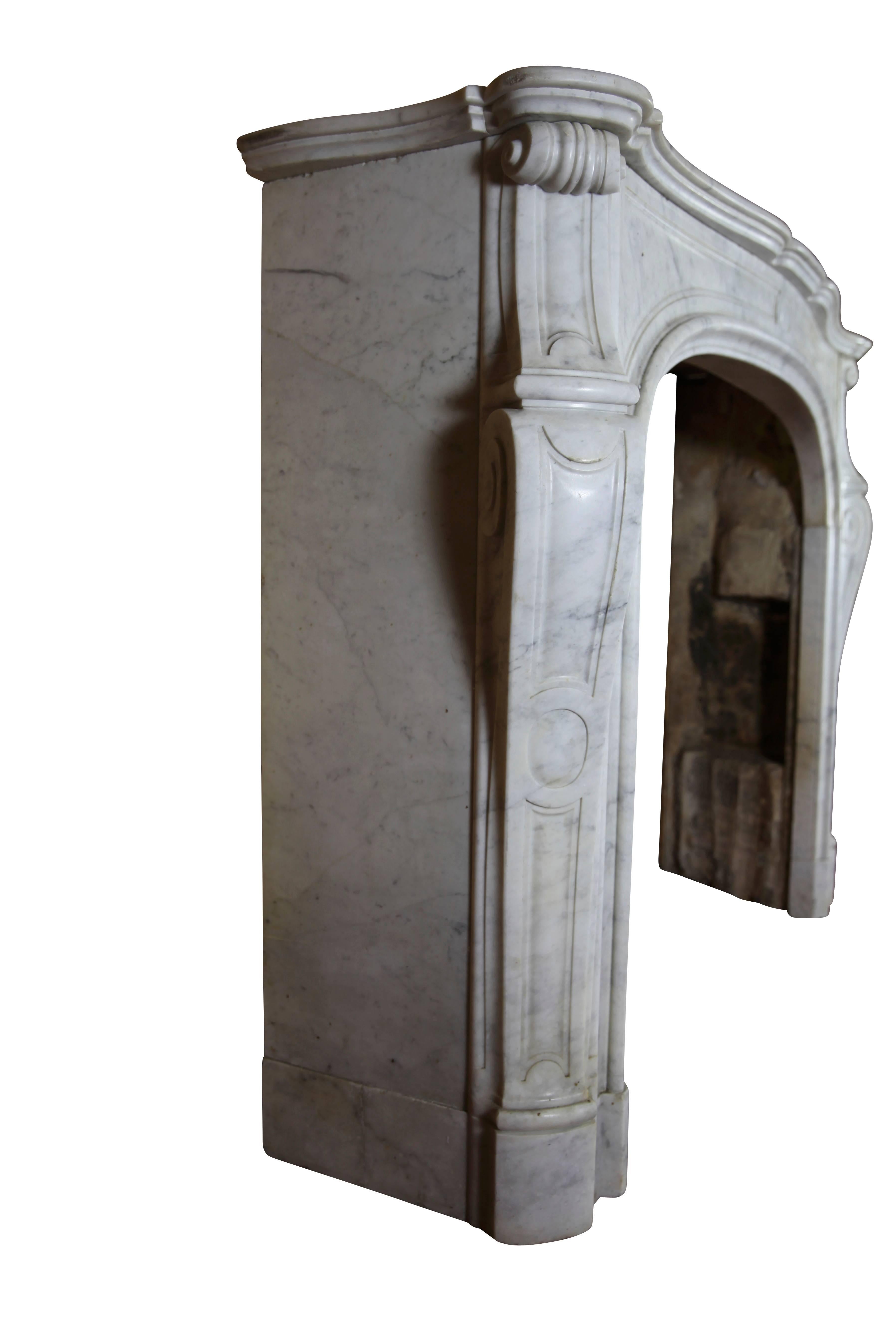 19th Century Fine Small French Carrara Marble Classic Antique Fireplace Surround For Sale