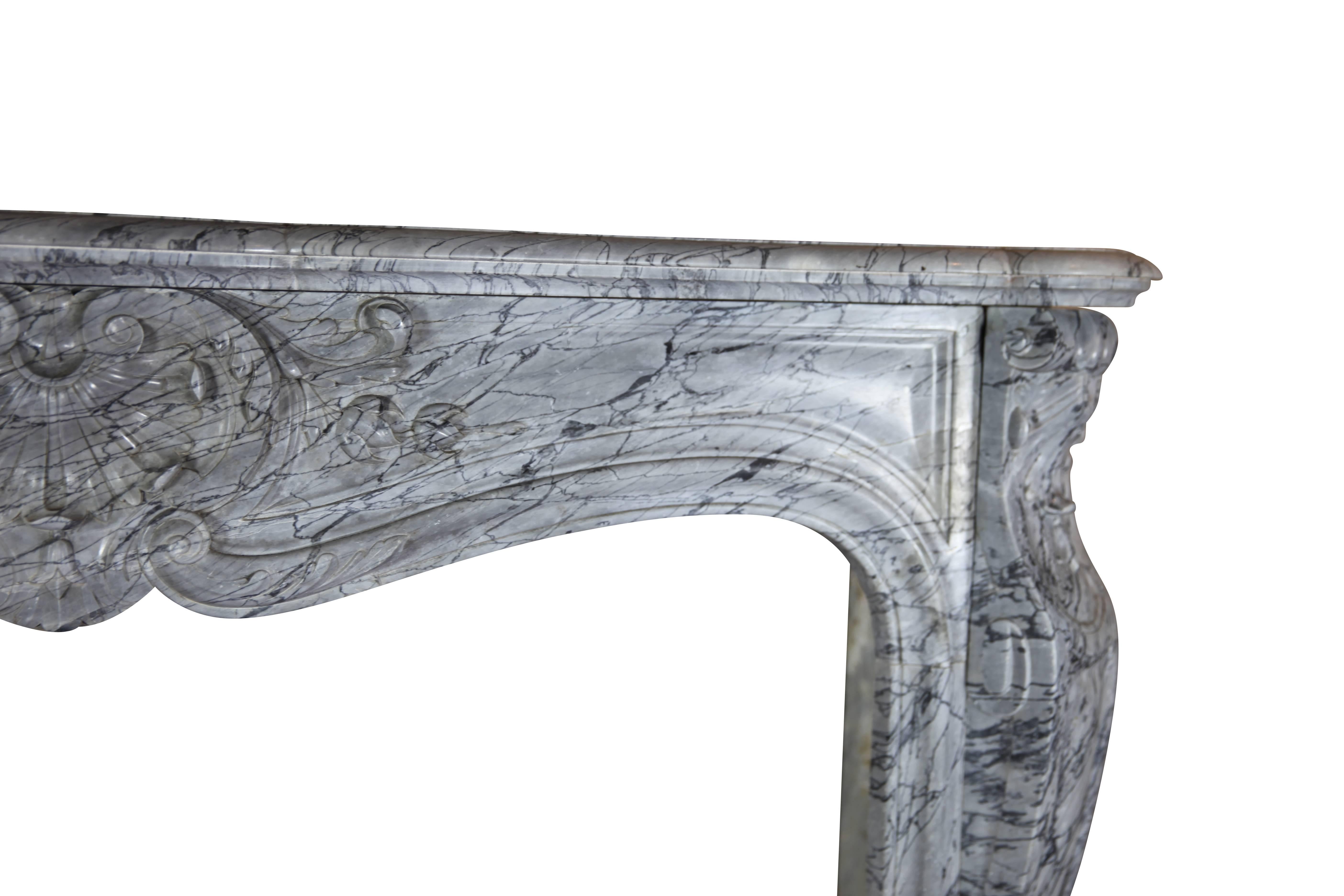 Marble 19th Century Bleu Turquin Original Antique Fireplace Mantel For Sale