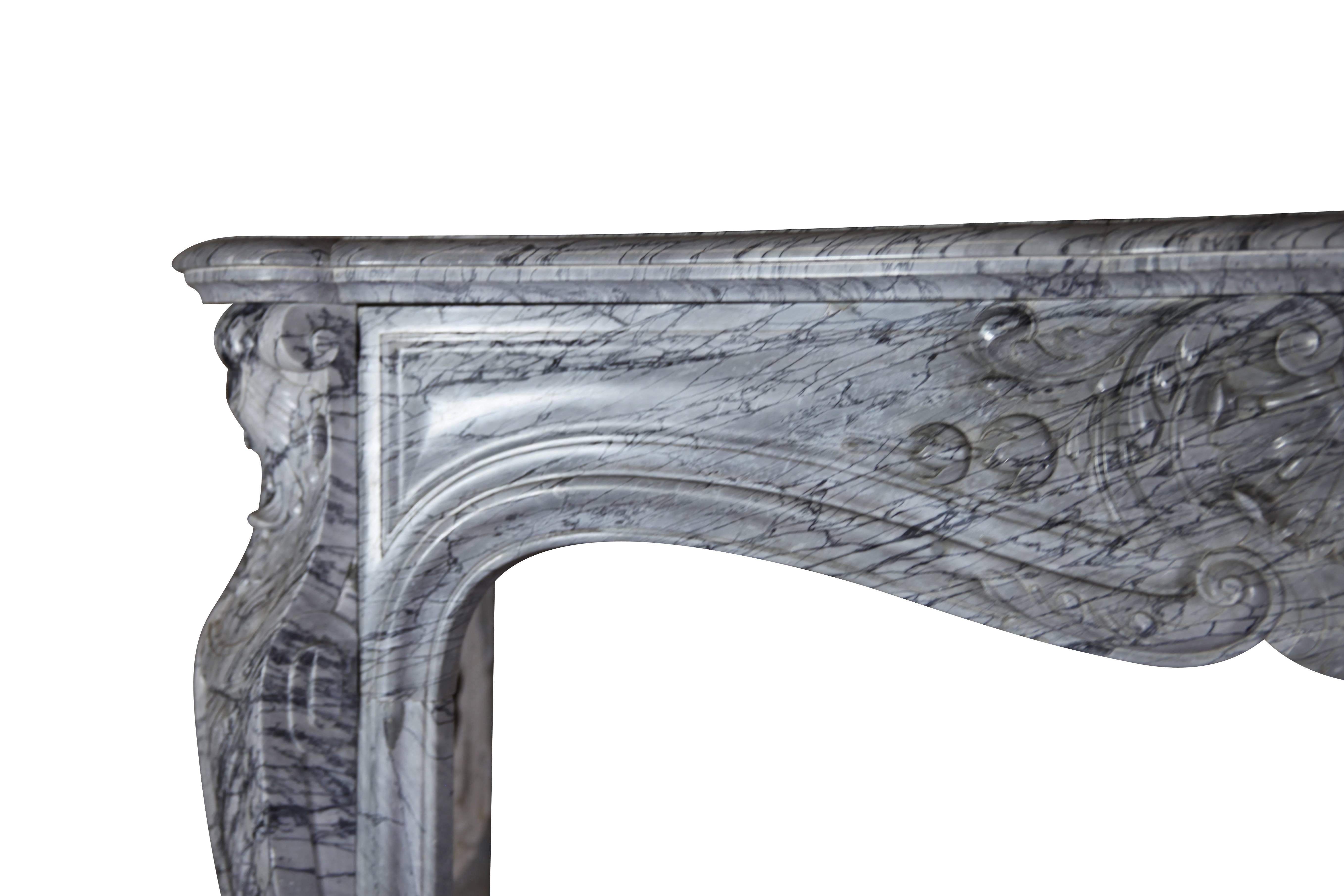 19th Century Bleu Turquin Original Antique Fireplace Mantel In Excellent Condition For Sale In Beervelde, BE