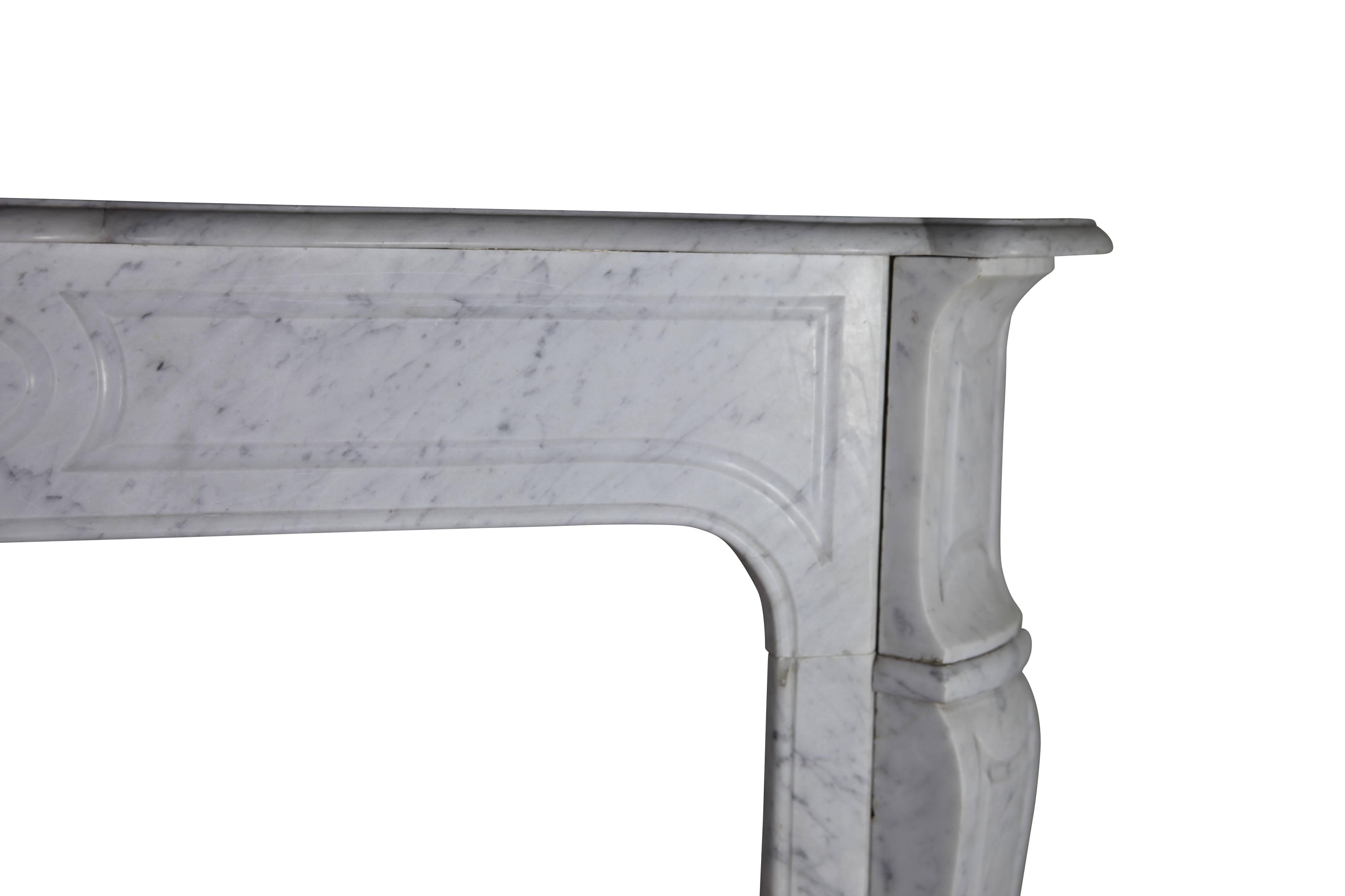 Carved 19th Century White Carrara Marble Fireplace Mantel