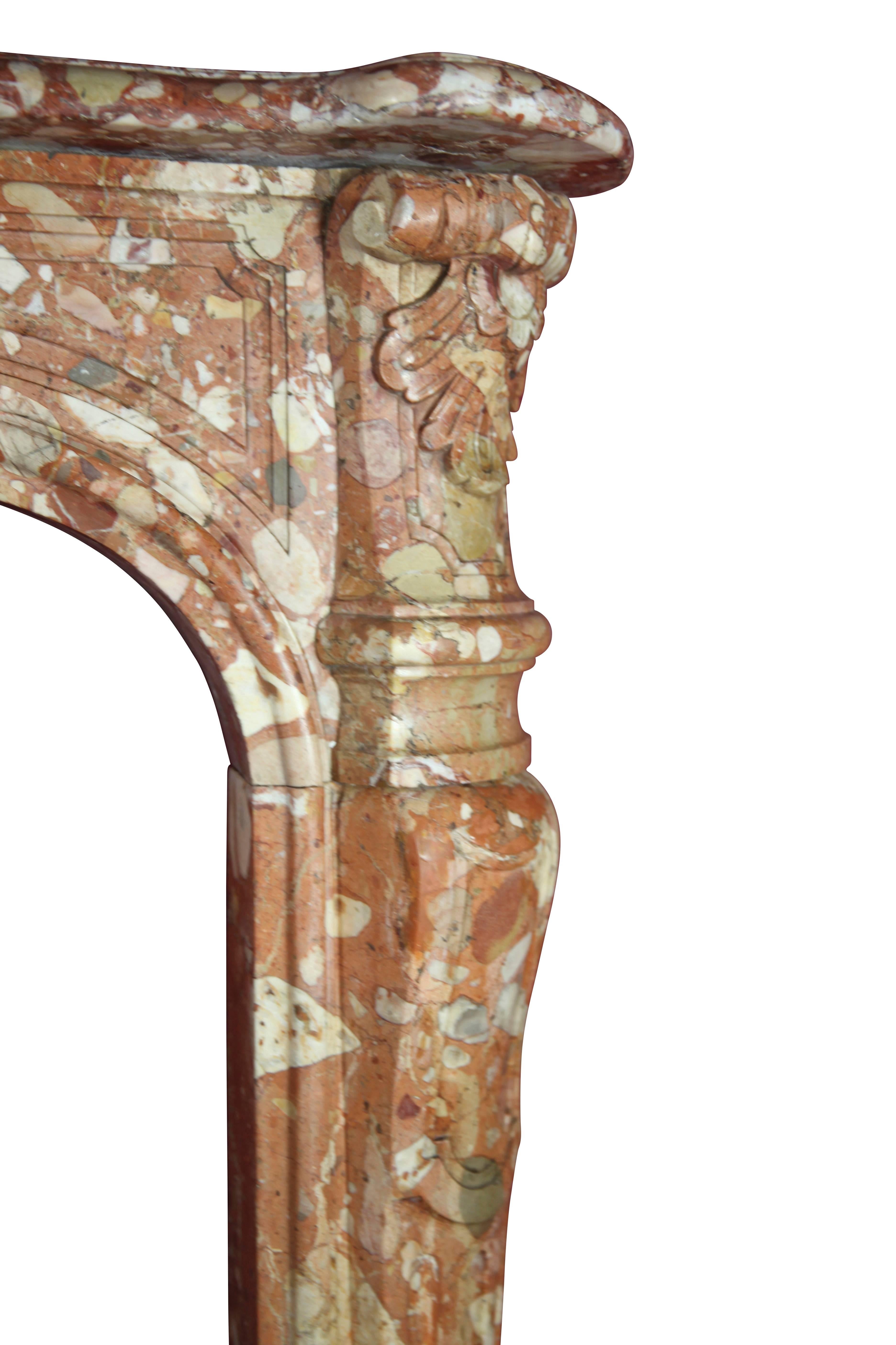 Rare 18th Century City Palace Breccia Marble Chimney Piece For Luxury Living For Sale 4