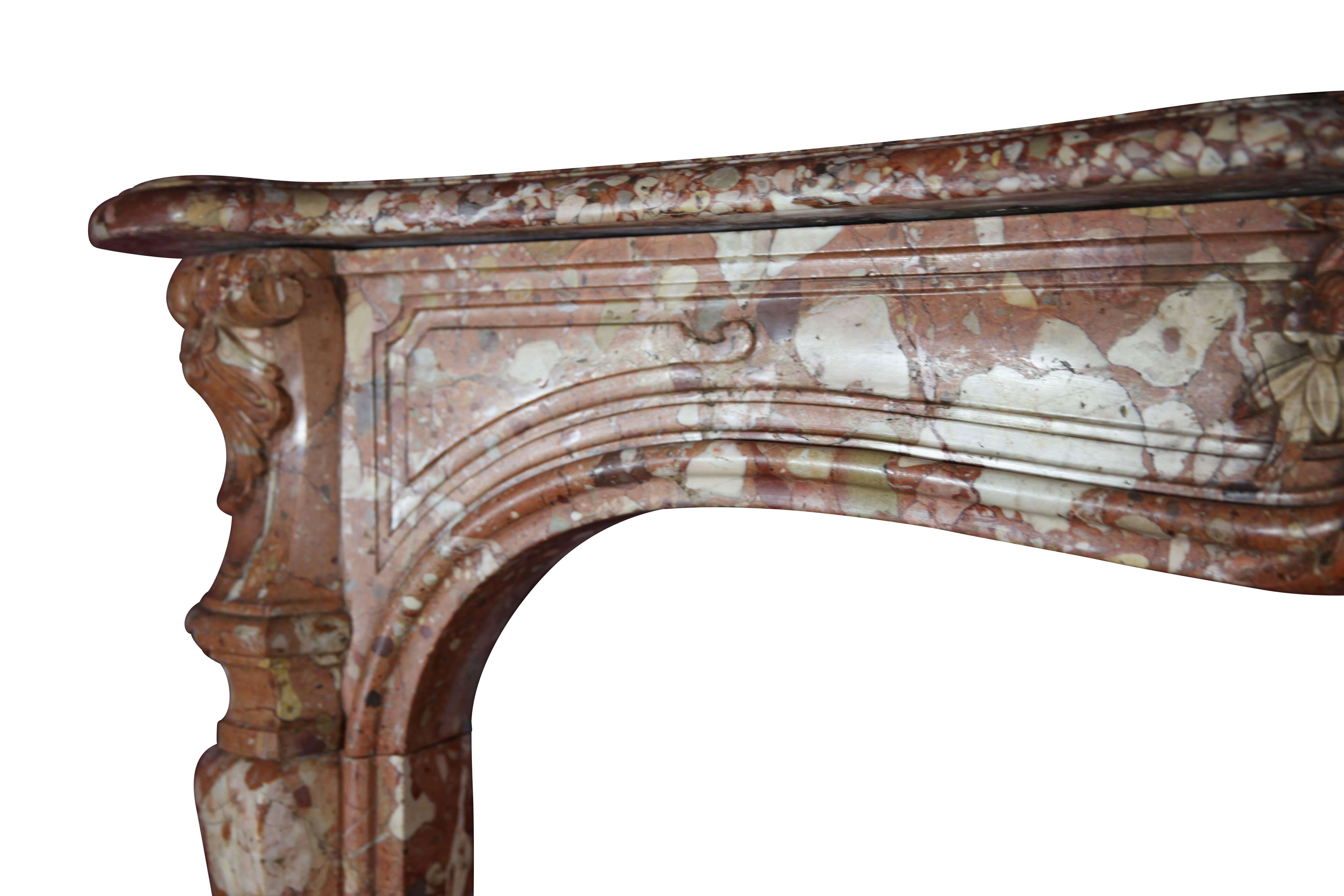 18th Century and Earlier Rare 18th Century City Palace Breccia Marble Chimney Piece For Luxury Living For Sale