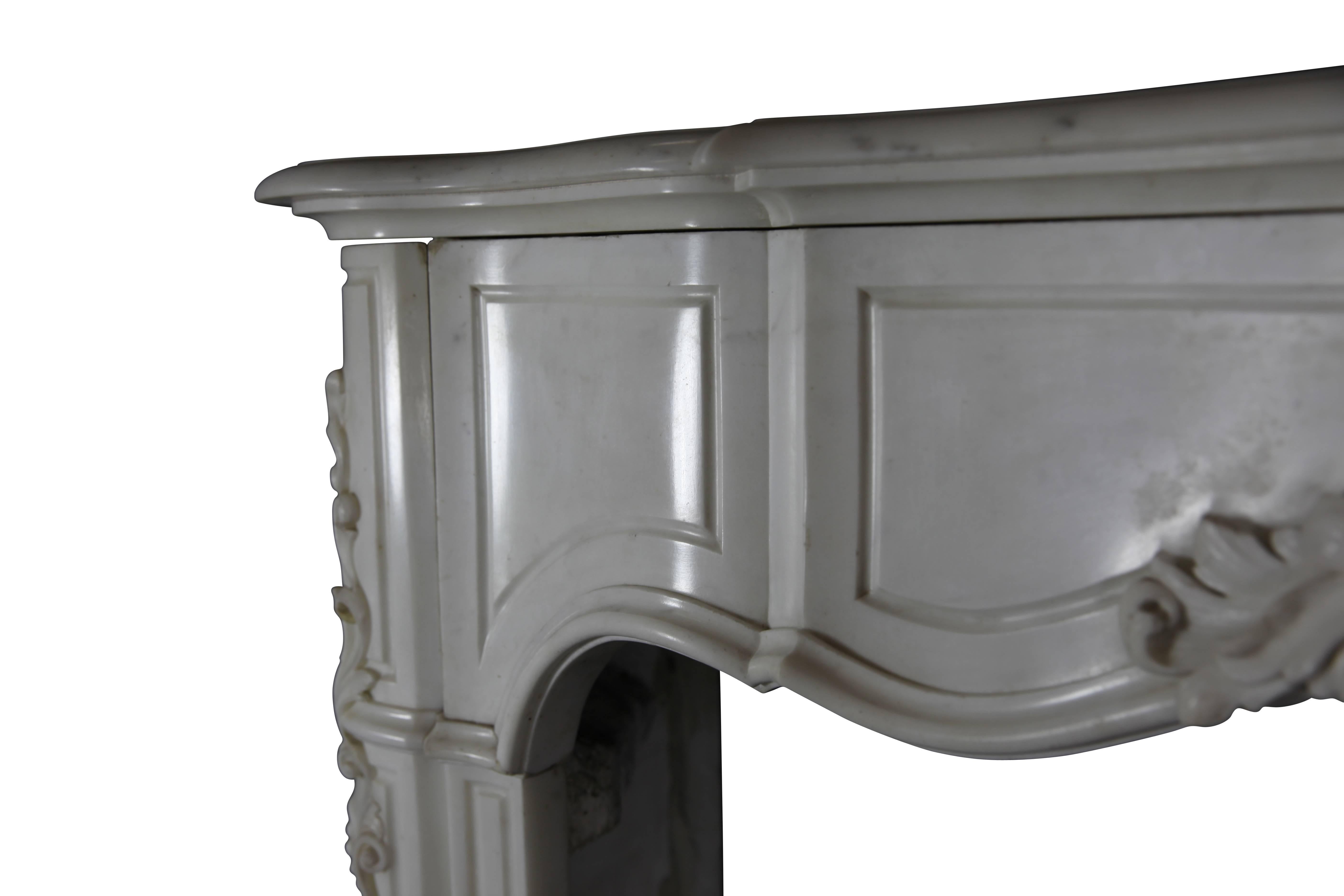 19th Century White Statuary Marble Antique Fireplace Mantel For Sale 1