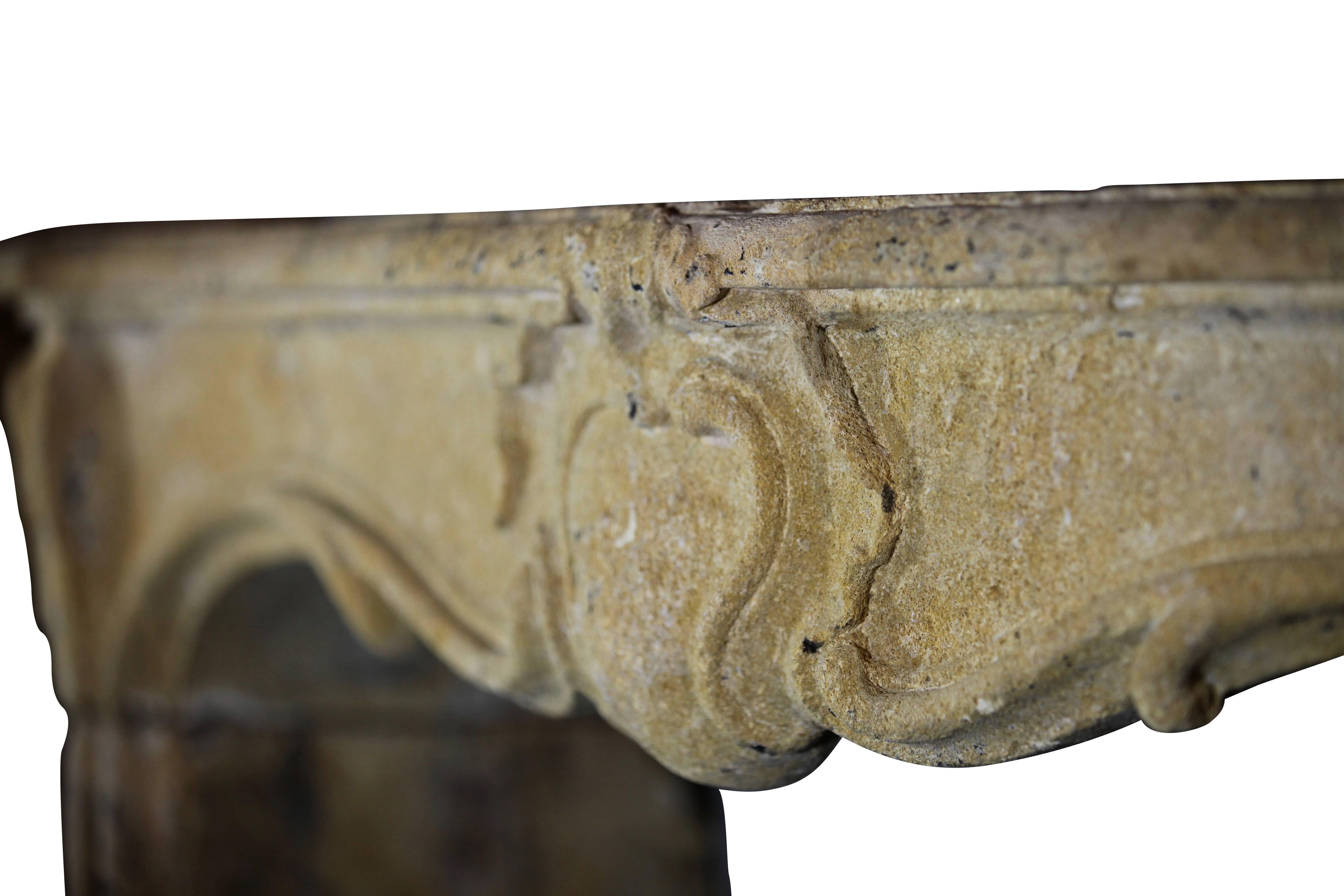 Regency 18th Century Country Original Antique Fireplace Mantel in Limestone For Sale