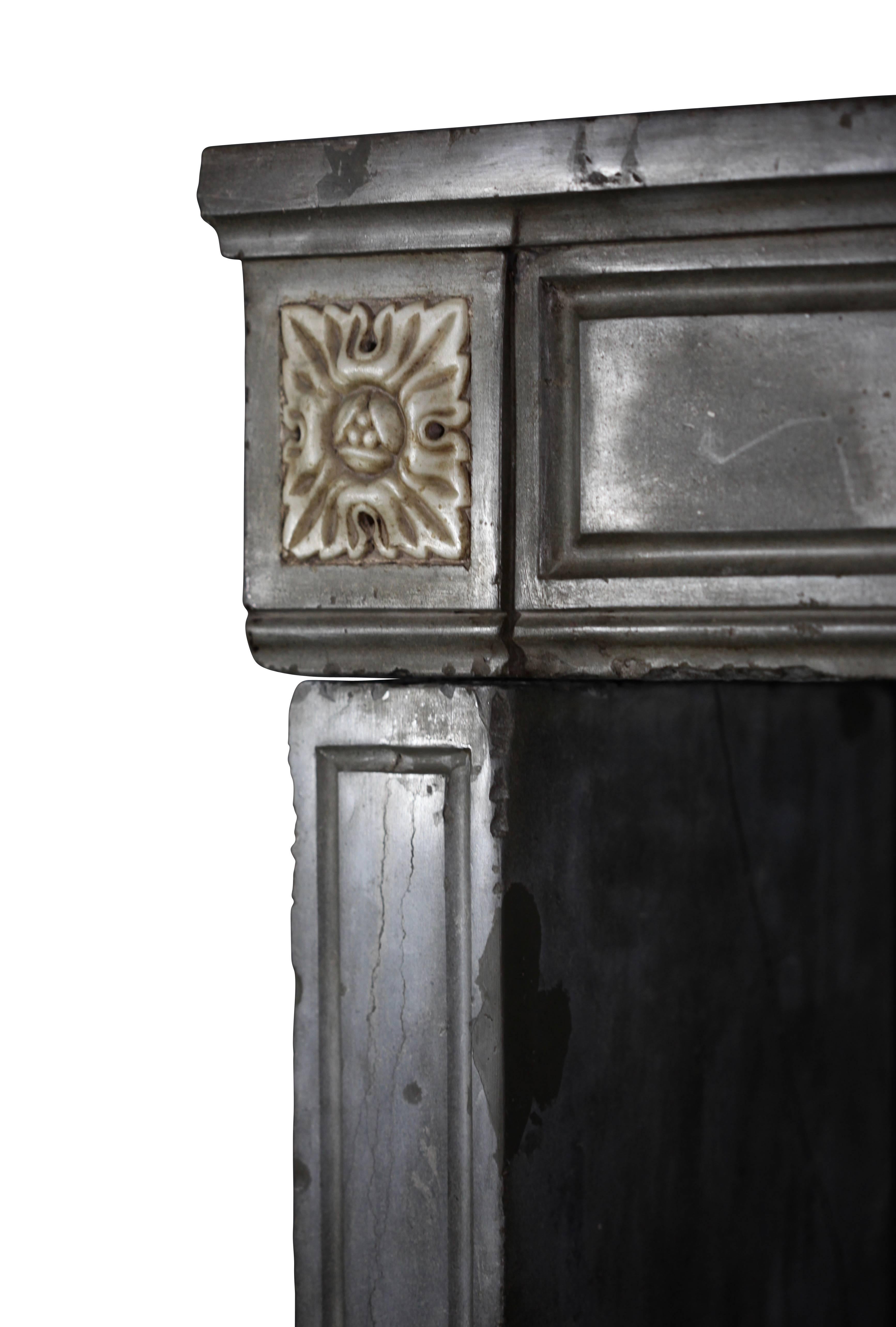 18th Century and Earlier 18th Century French Marble Stone Antique Fireplace Mantel For Sale