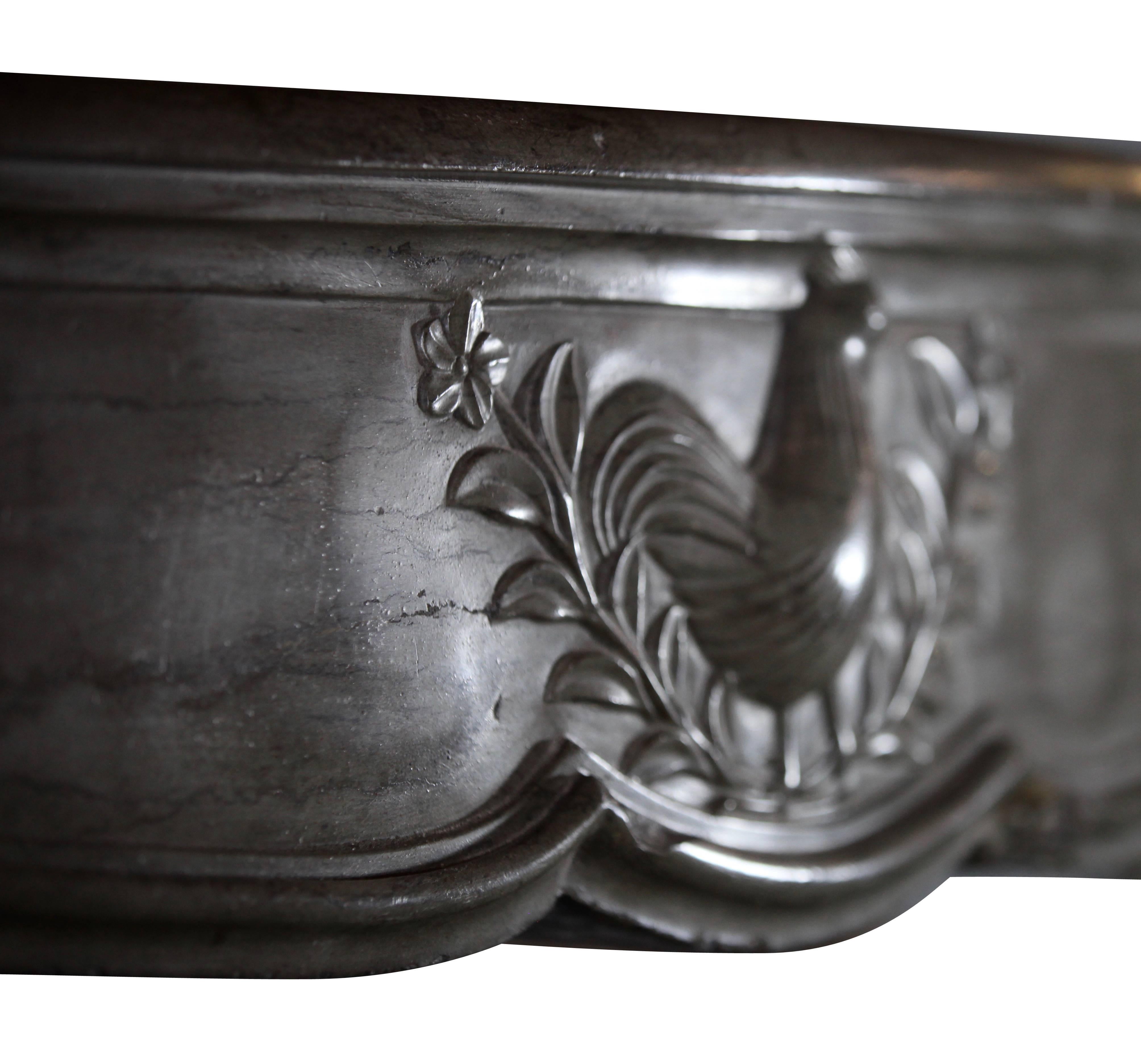 Hand-Carved 18th Century Original French Country Fireplace Mantle For Sale