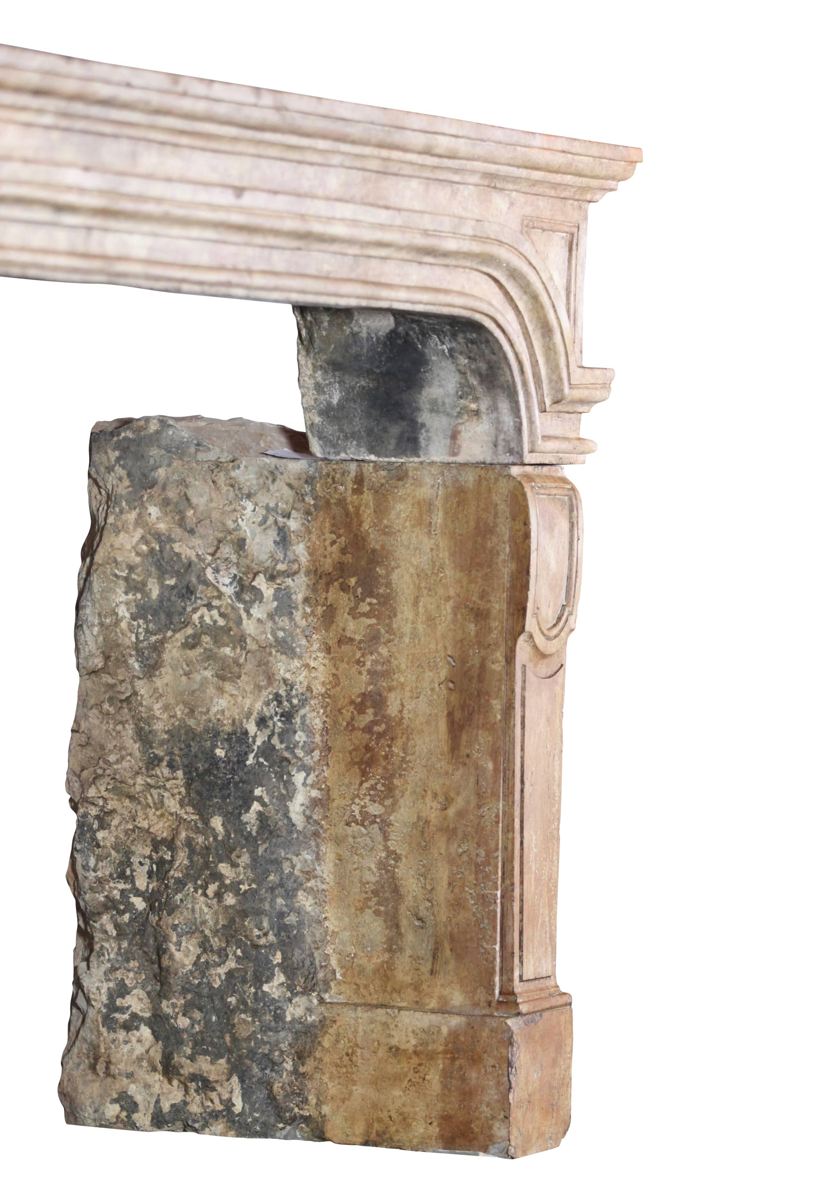 Cheminée ancienne en pierre calcaire du 17ème siècle de style campagne française en vente 1