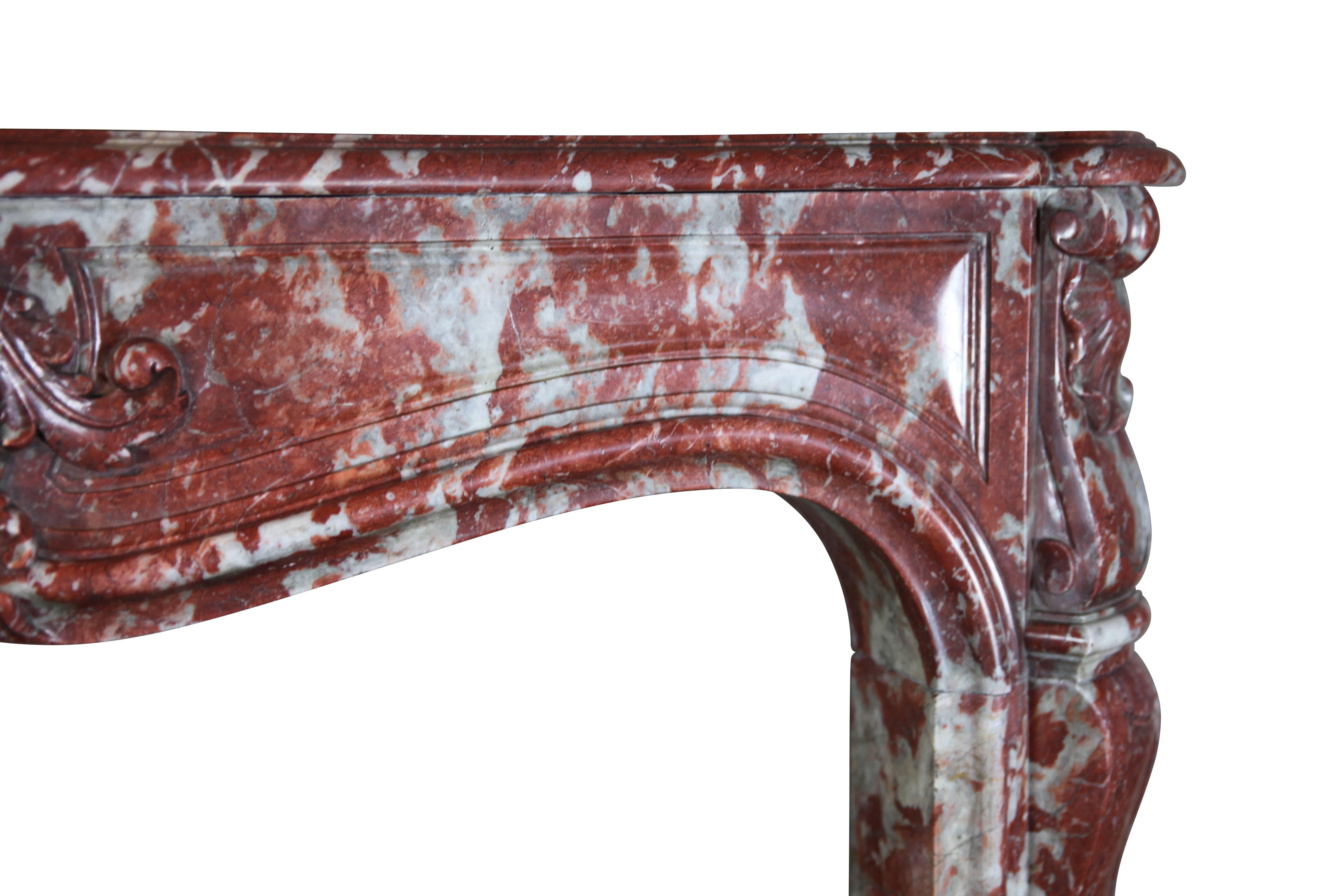 18th Century and Earlier 18th Century Original Antique French Marble Fireplace Mantle For Sale