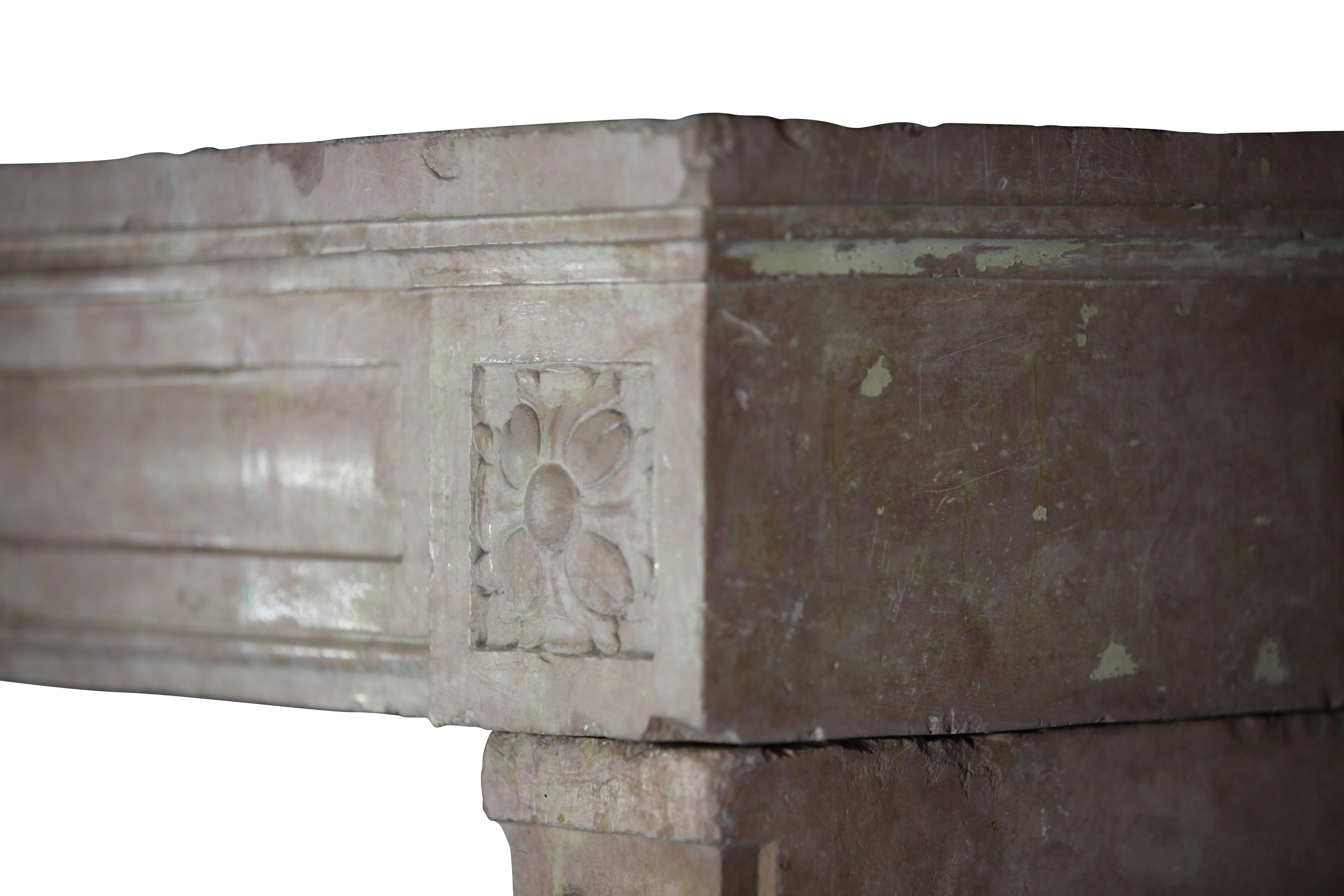 Hand-Carved 18th Century Original French Country Fireplace Mantle For Sale
