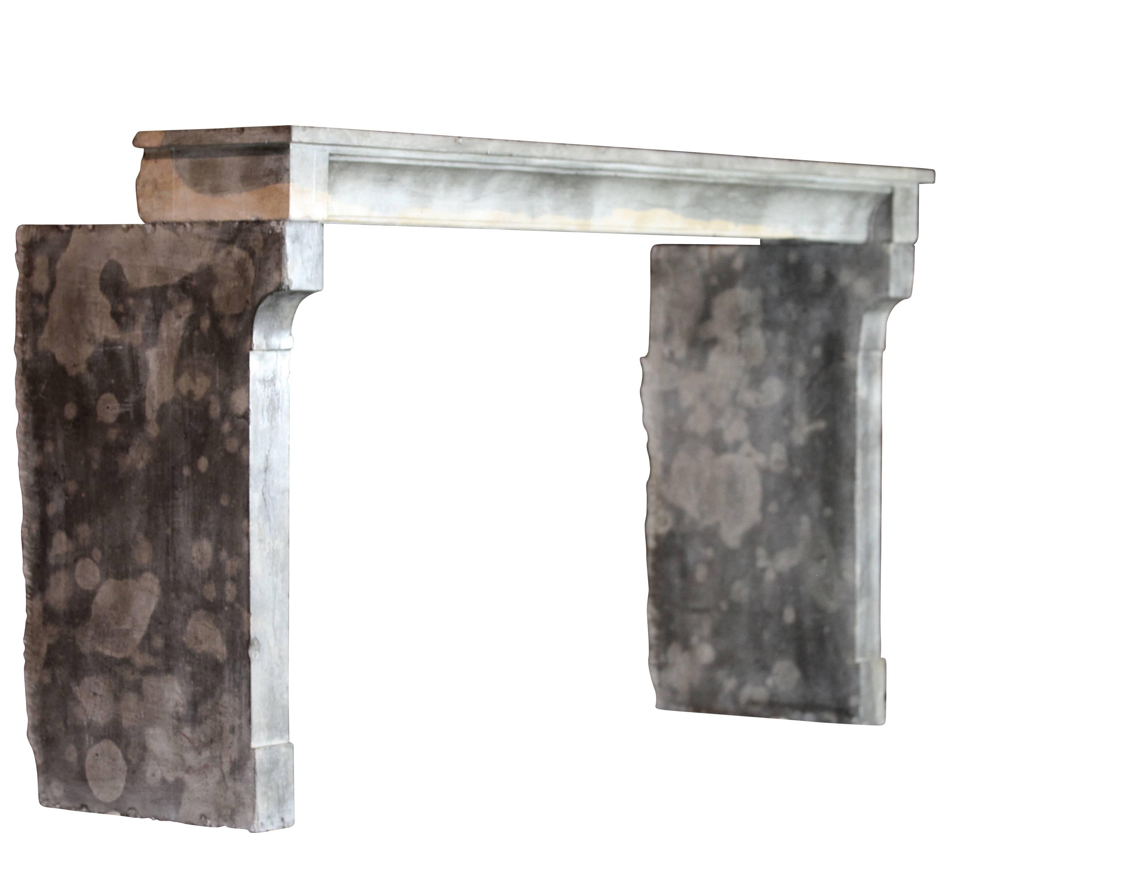 Stone 18th Century Original Antique Bicolor Fireplace Surround Extra Wide For Sale