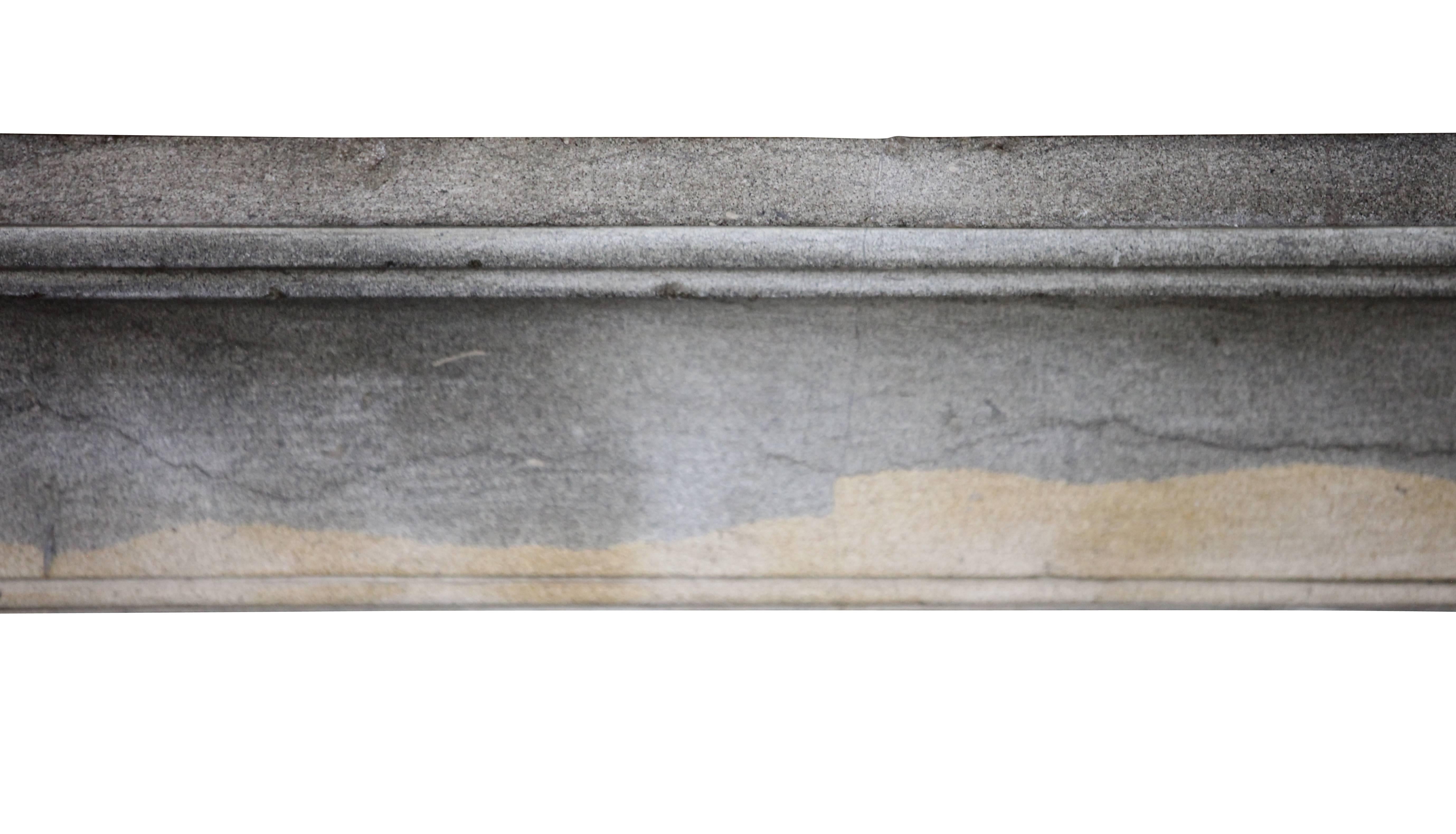 French 18th Century Original Antique Bicolor Fireplace Surround Extra Wide For Sale