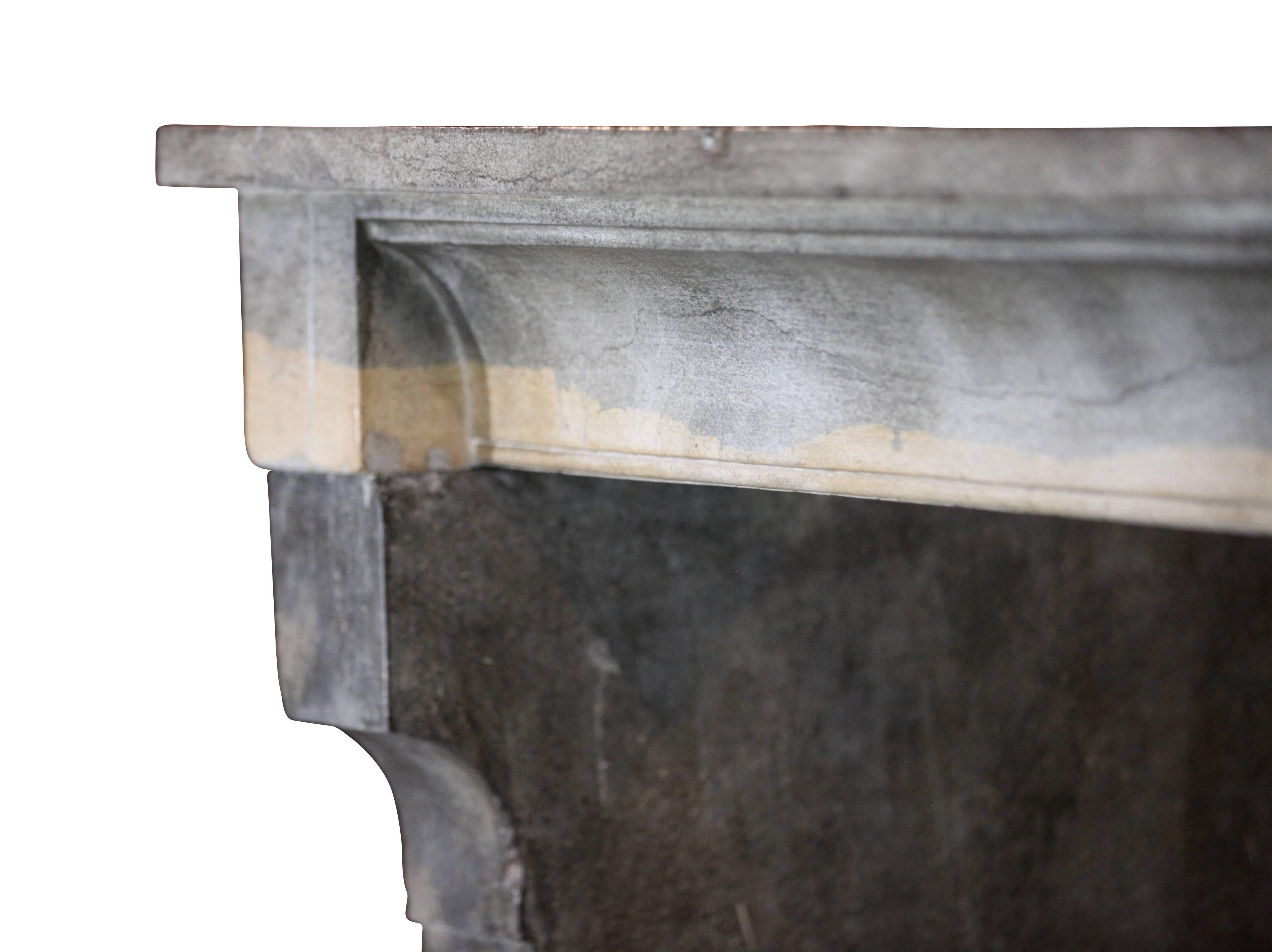 Carved 18th Century Original Antique Bicolor Fireplace Surround Extra Wide For Sale
