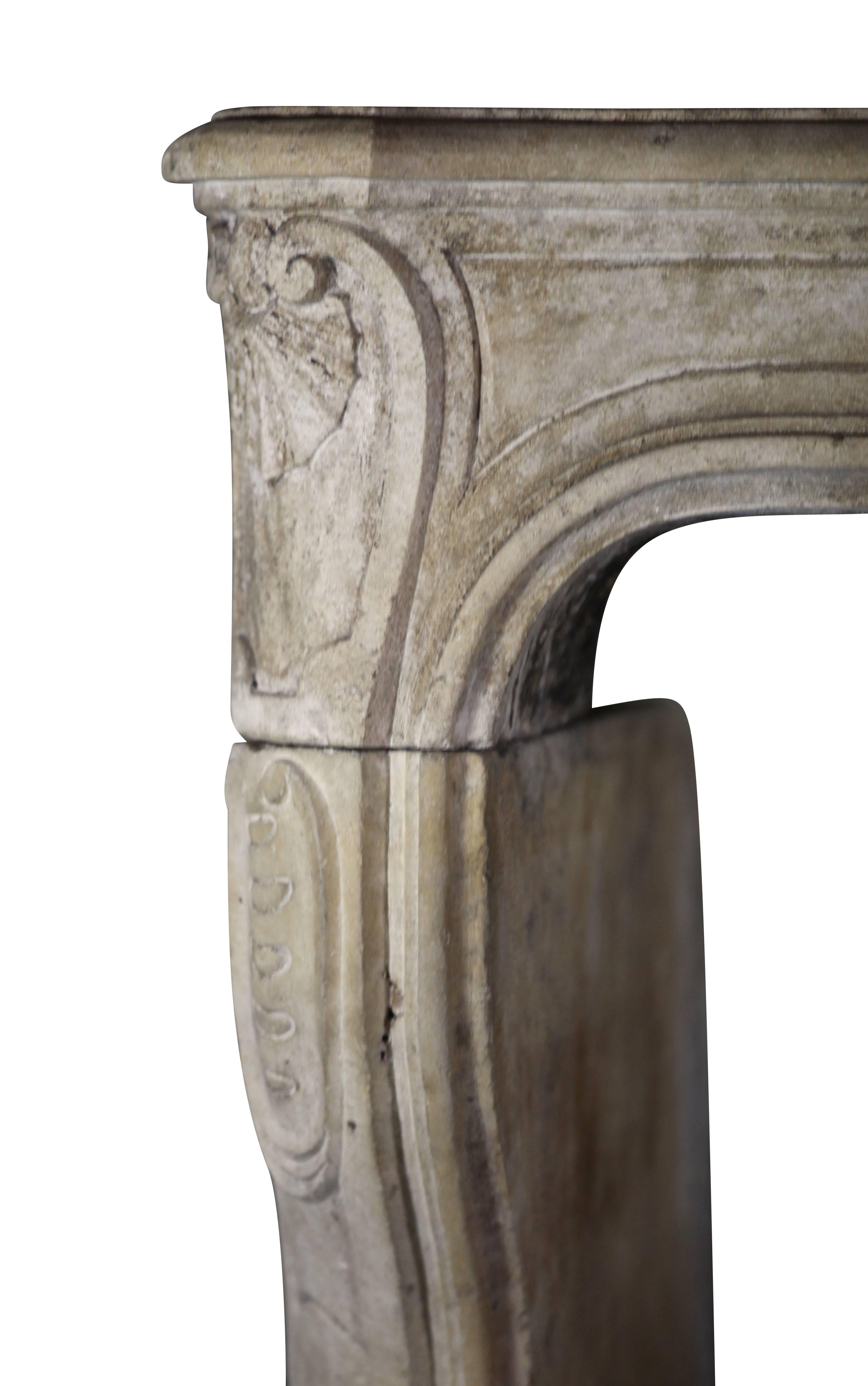 18th Century and Earlier 18th Century Original French Country Limestone Mantel For Sale