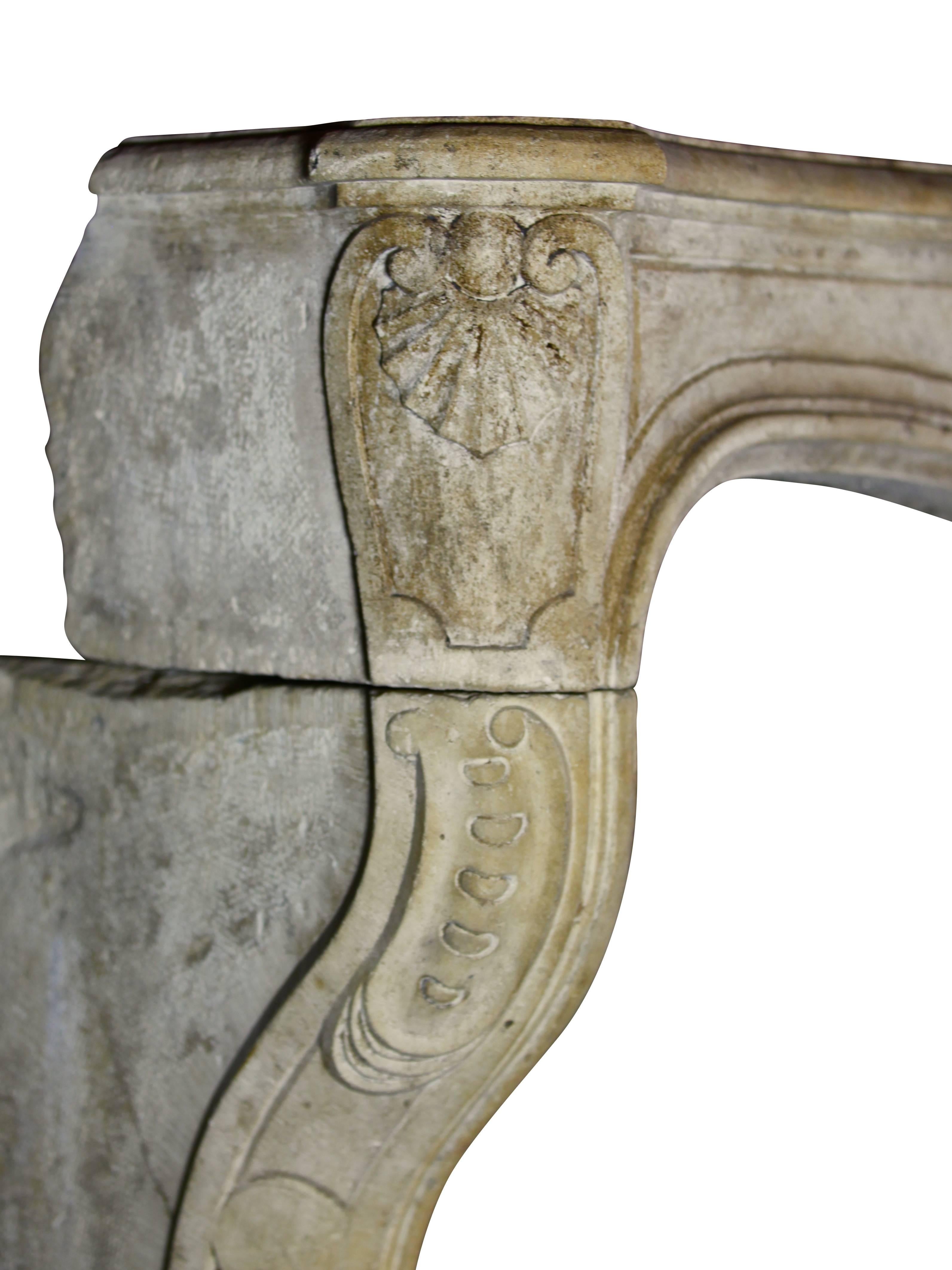 18th Century Original French Country Limestone Mantel For Sale 2