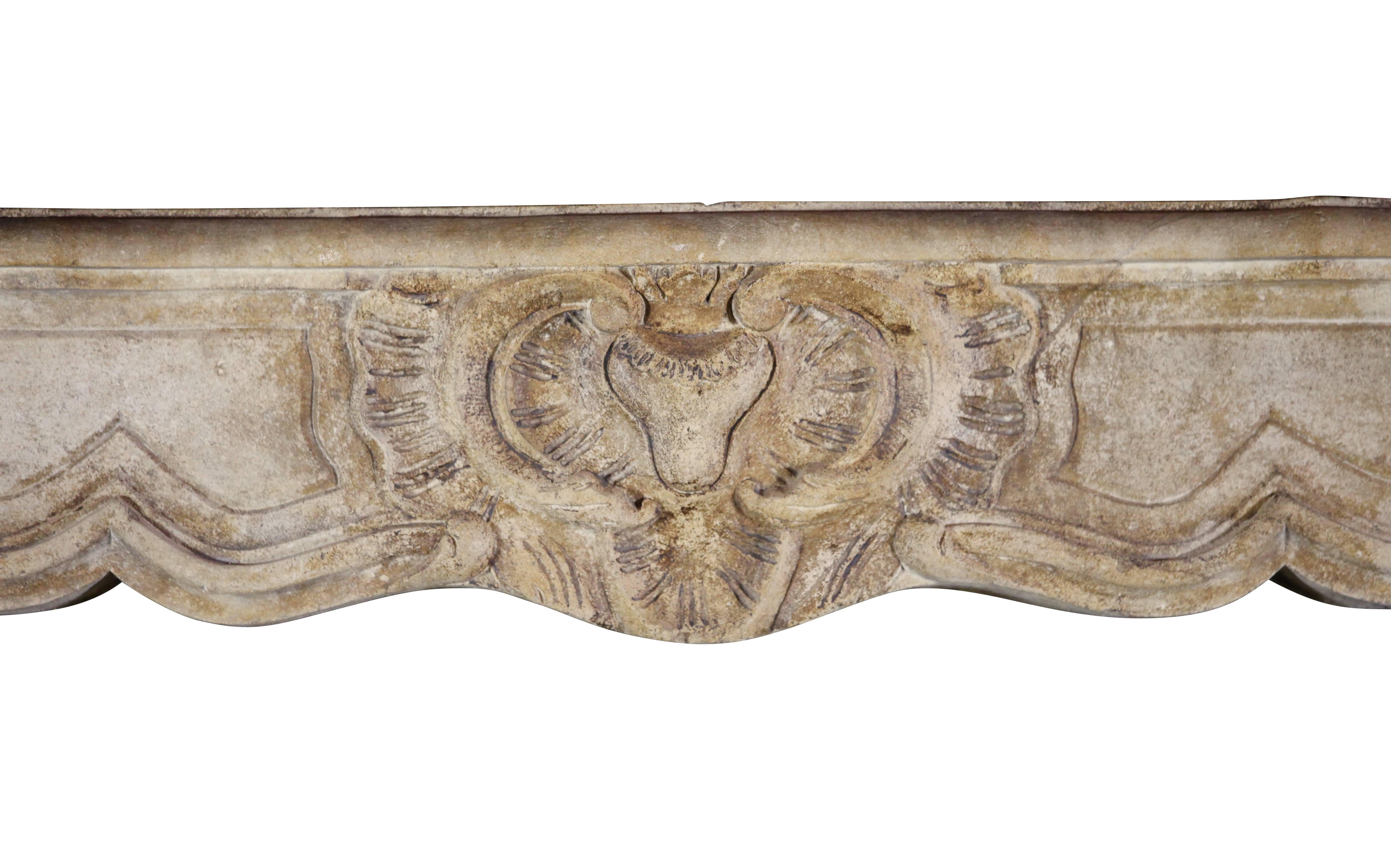 Regency 18th Century Original French Country Limestone Mantel For Sale