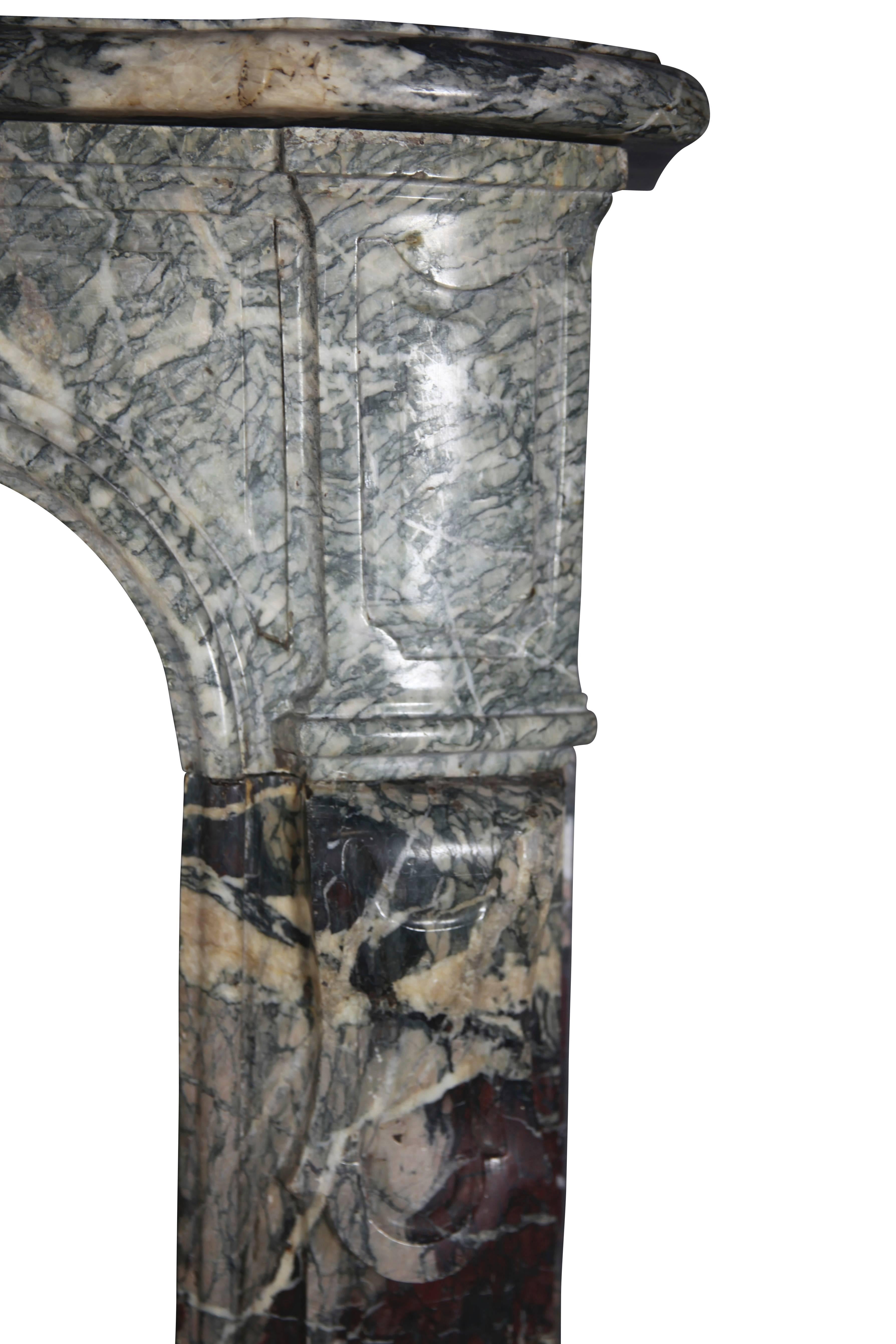 Entorno de Chimenea Antiguo de Mármol de Campanario Francés Multicolor Mármol Griotte en venta