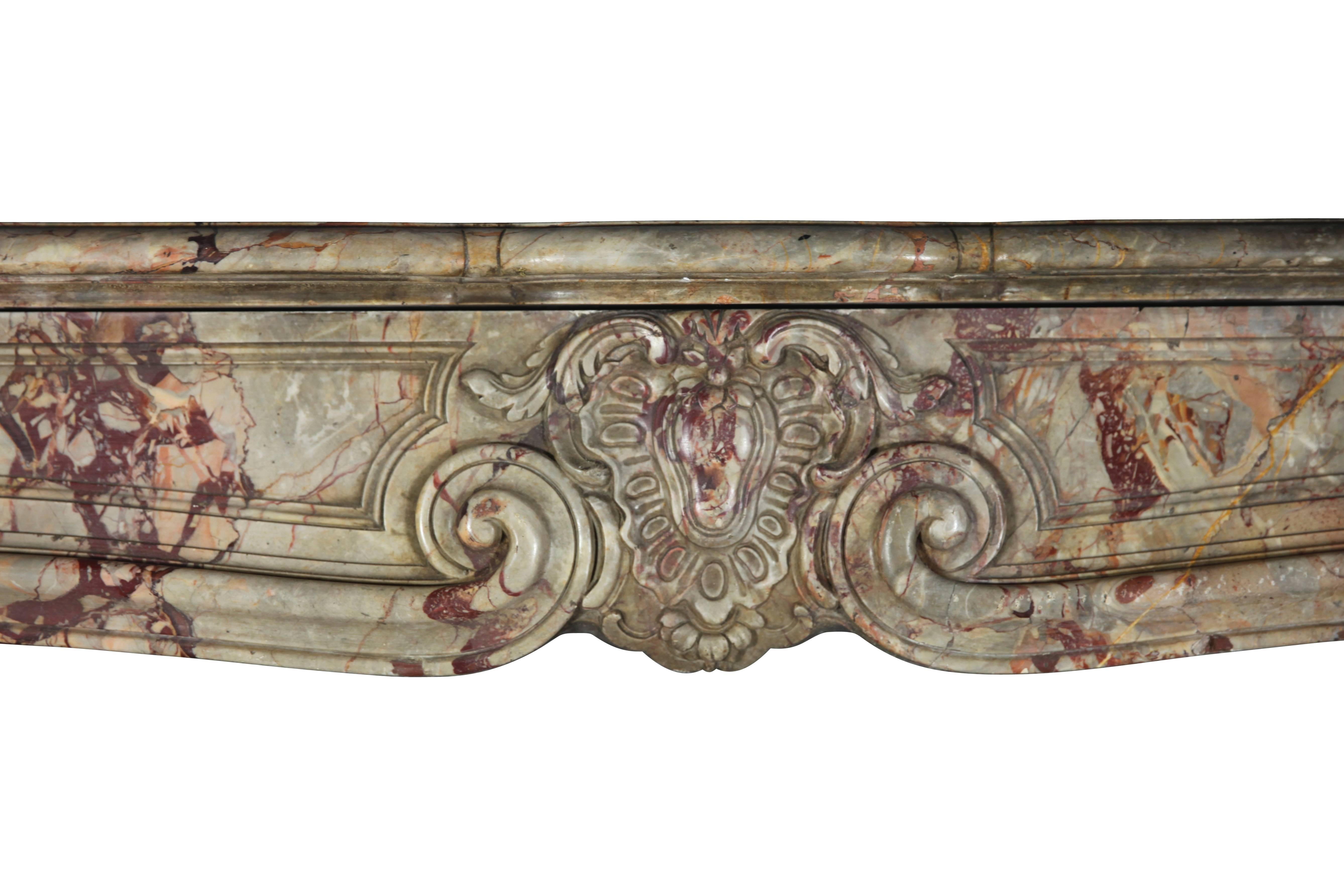 Hand-Carved Classic Parisian Interior Design Original Antique Marble Fireplace Surround For Sale