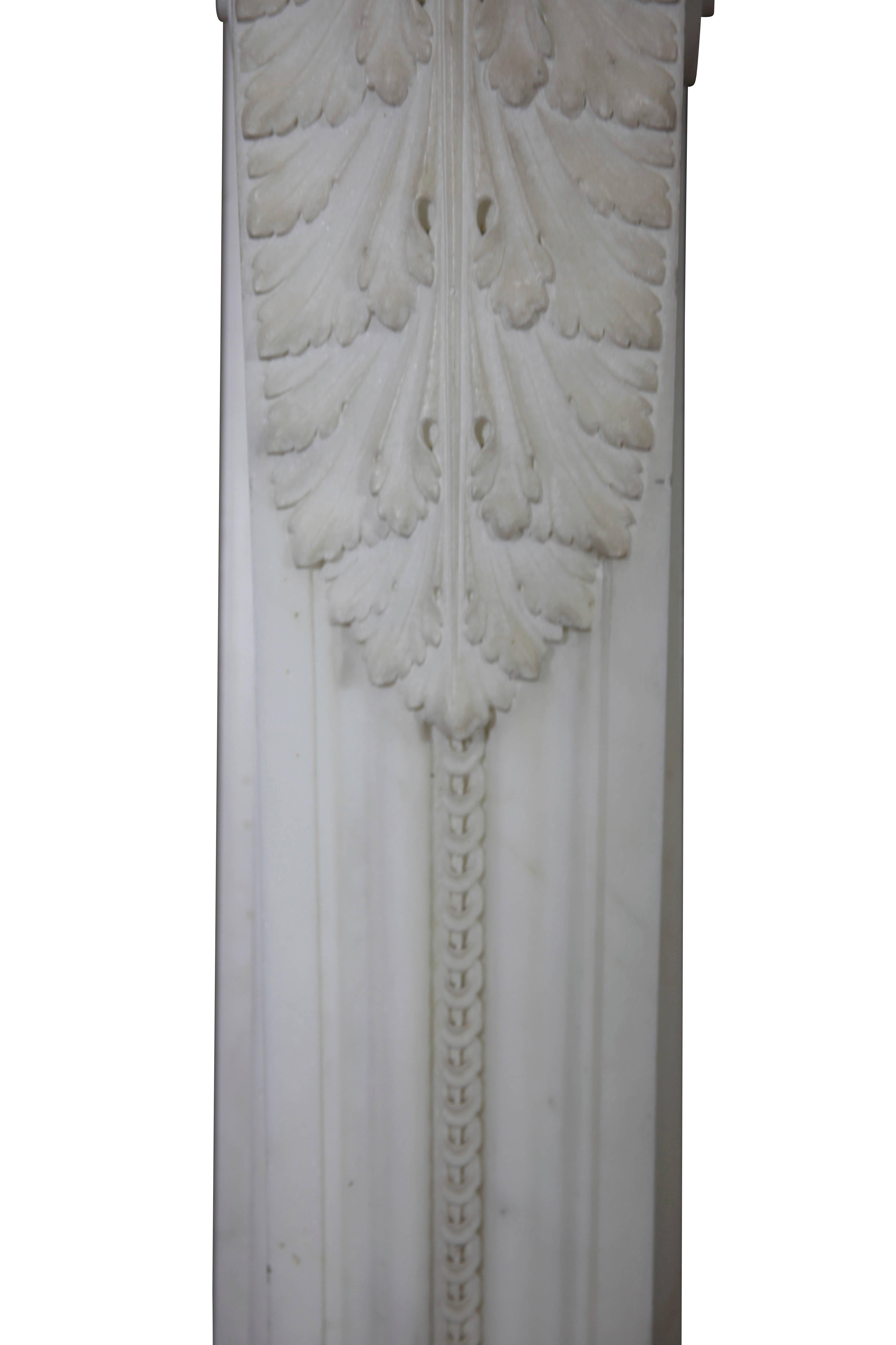 18th Century and Earlier 18th Century Statuary White Marble Fireplace Mantel For Sale