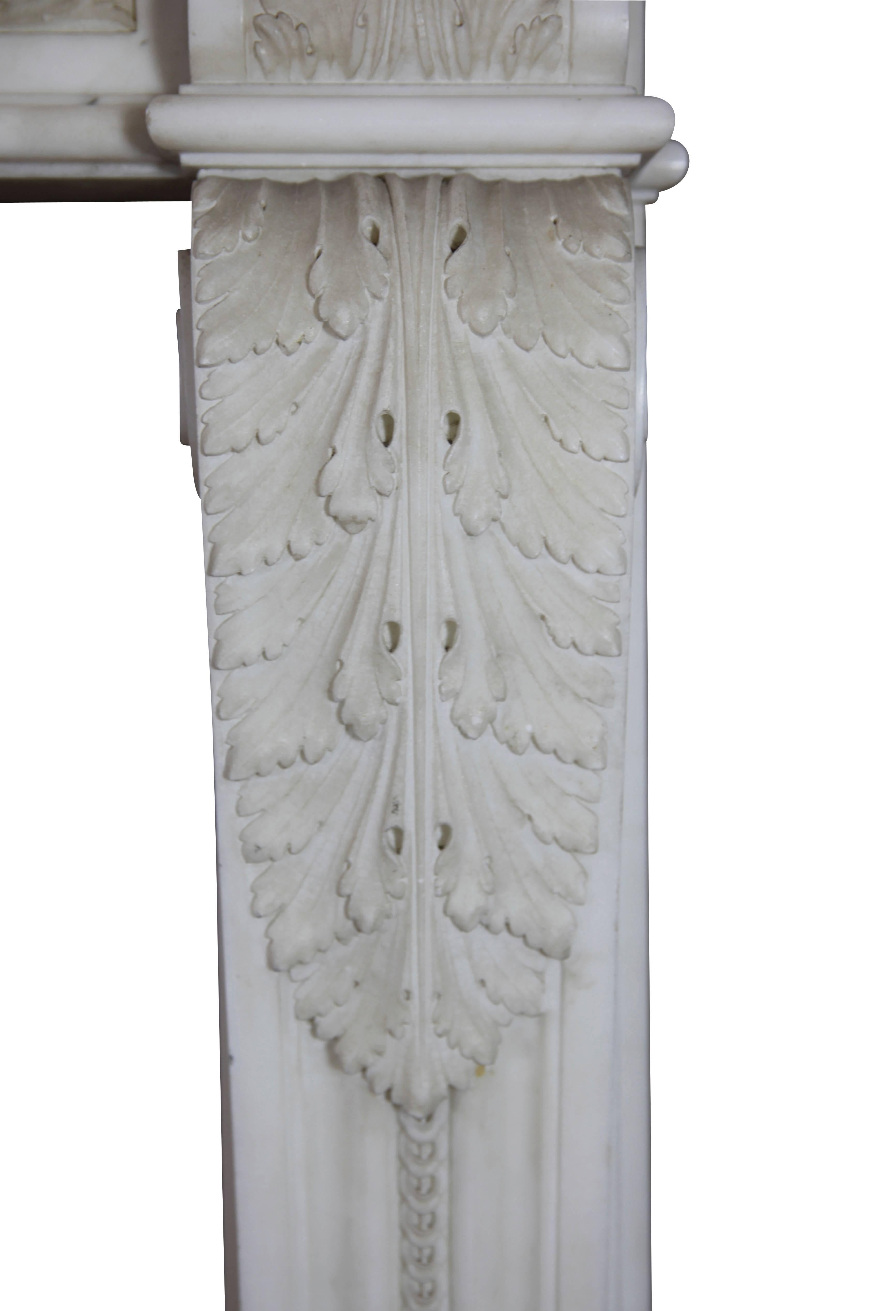 Statuary Marble 18th Century Statuary White Marble Fireplace Mantel For Sale