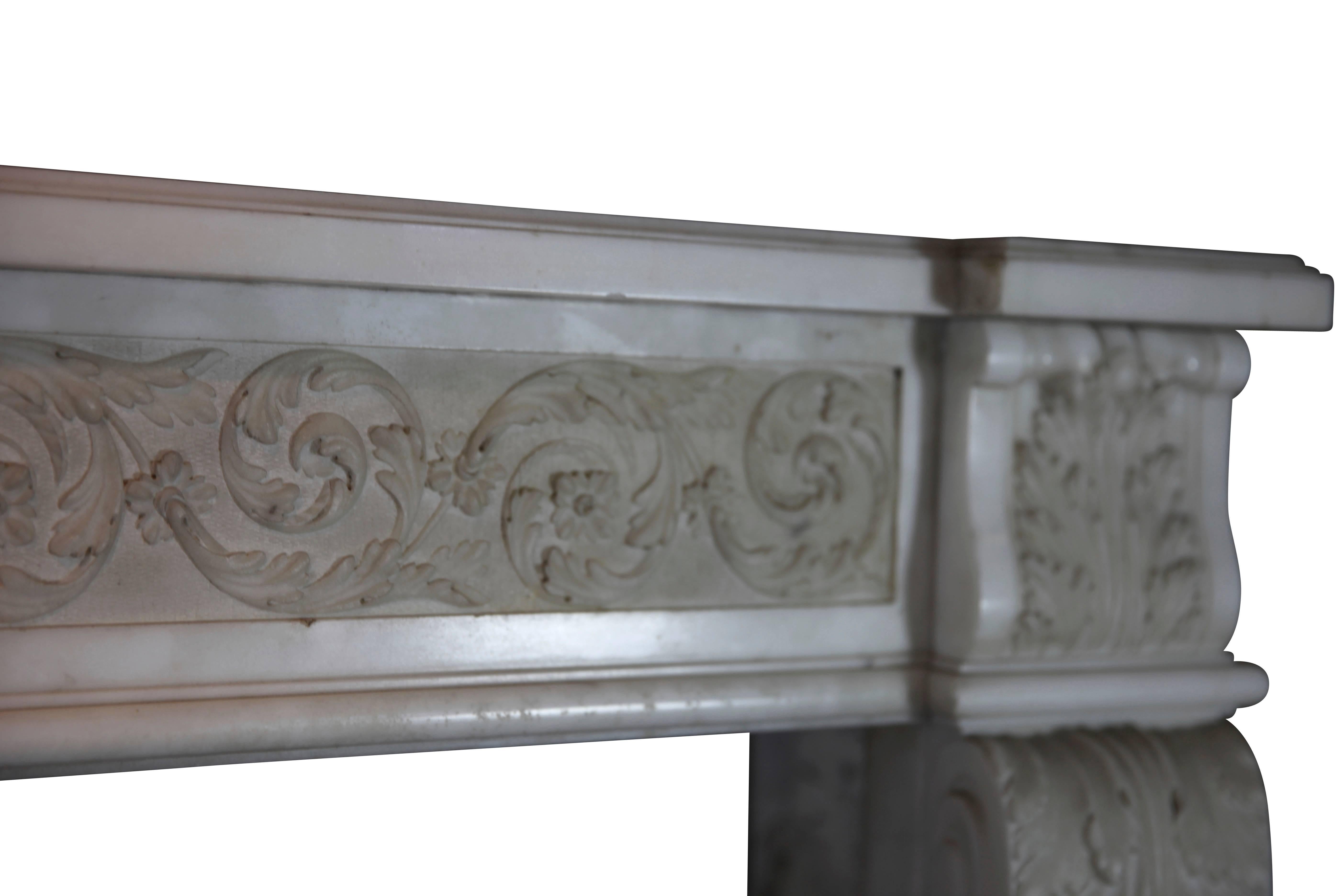 French 18th Century Statuary White Marble Fireplace Mantel For Sale