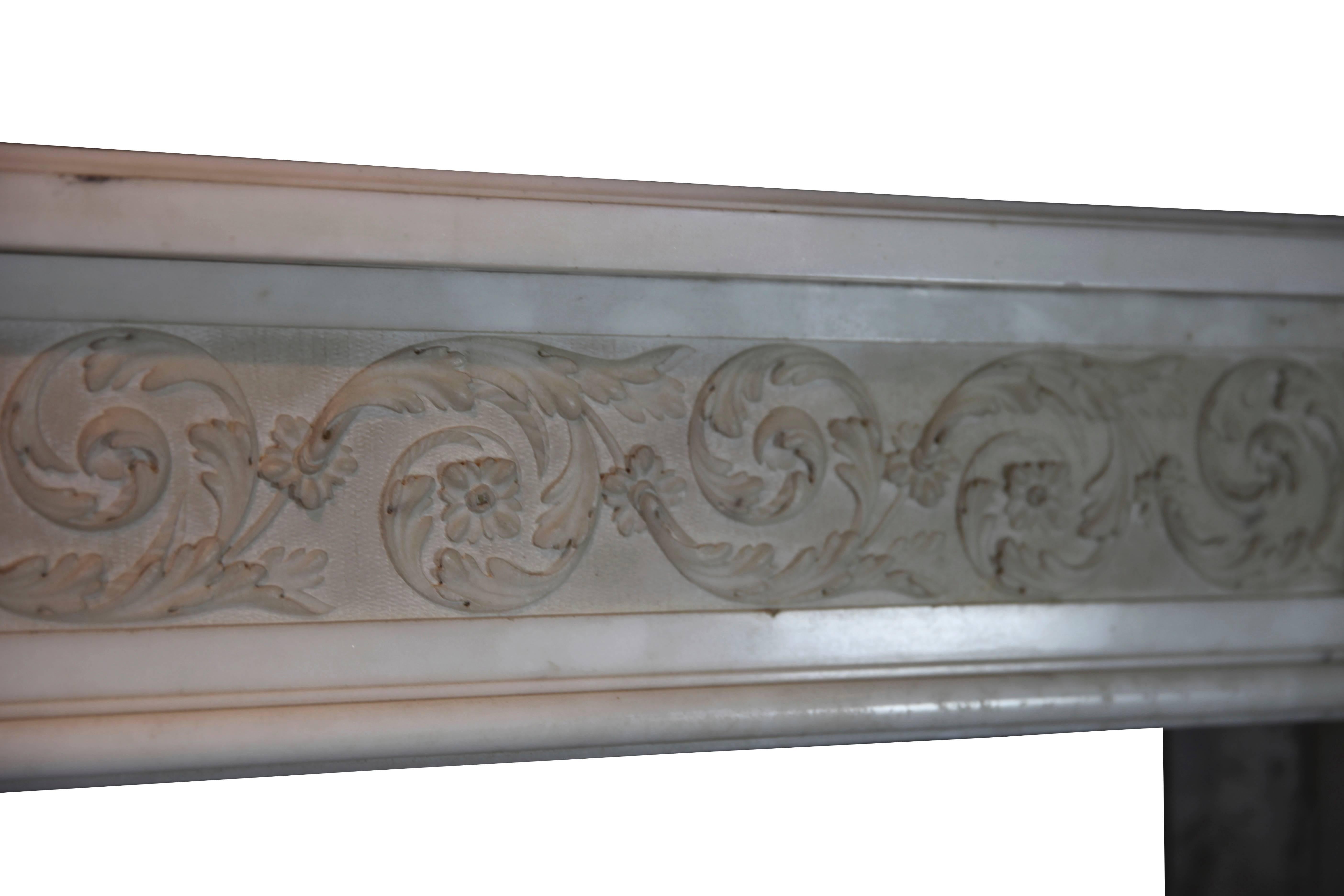 Louis XVI 18th Century Statuary White Marble Fireplace Mantel For Sale