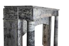 19th Century French Bleu Turquin Marble Antique Fireplace Mantle