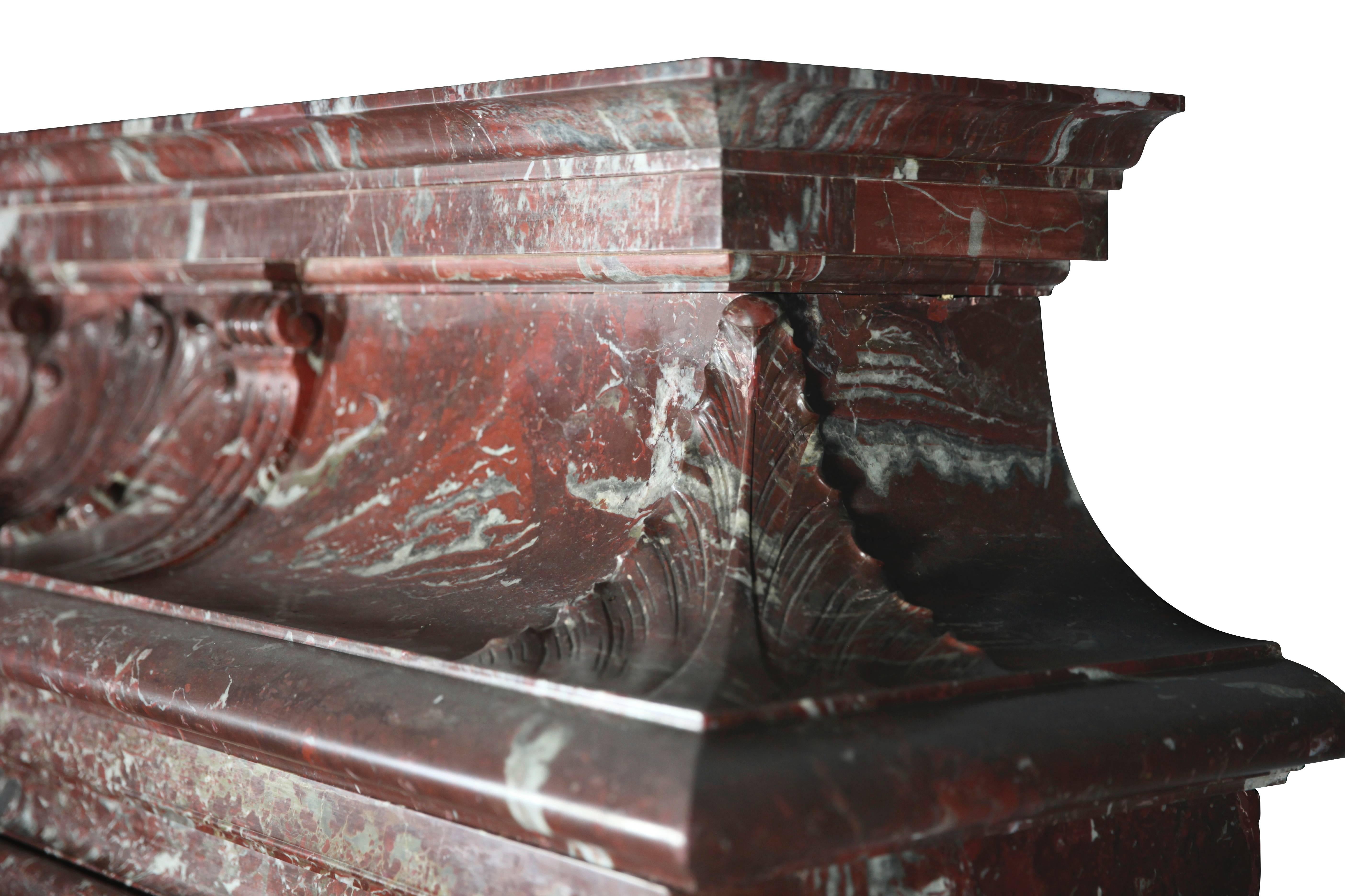 Hand-Carved Fine European Grand Reception Hall Vintage Fireplace Surround in Marble For Sale