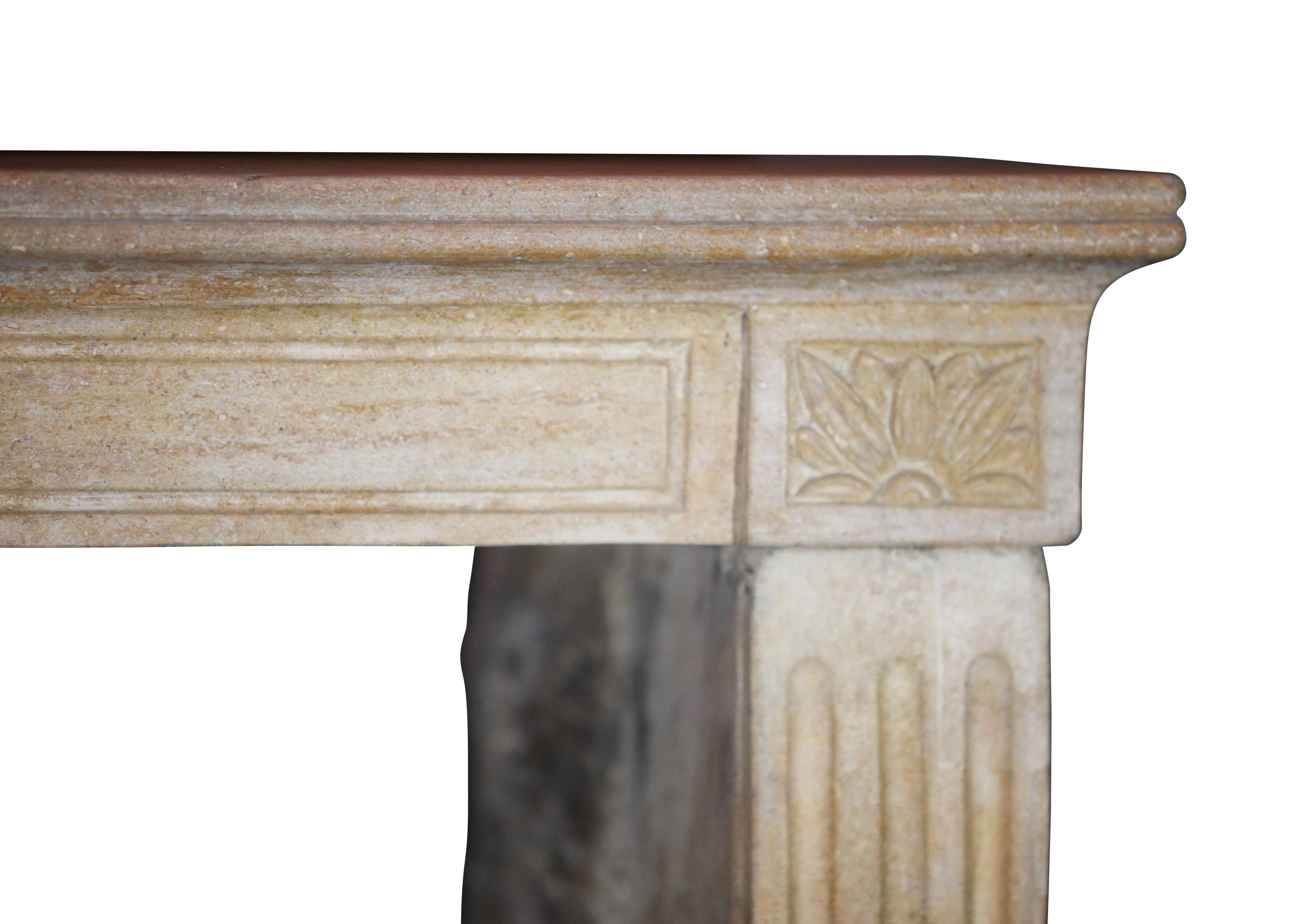 French 18th Century Limestone Antique Fireplace Mantle For Sale