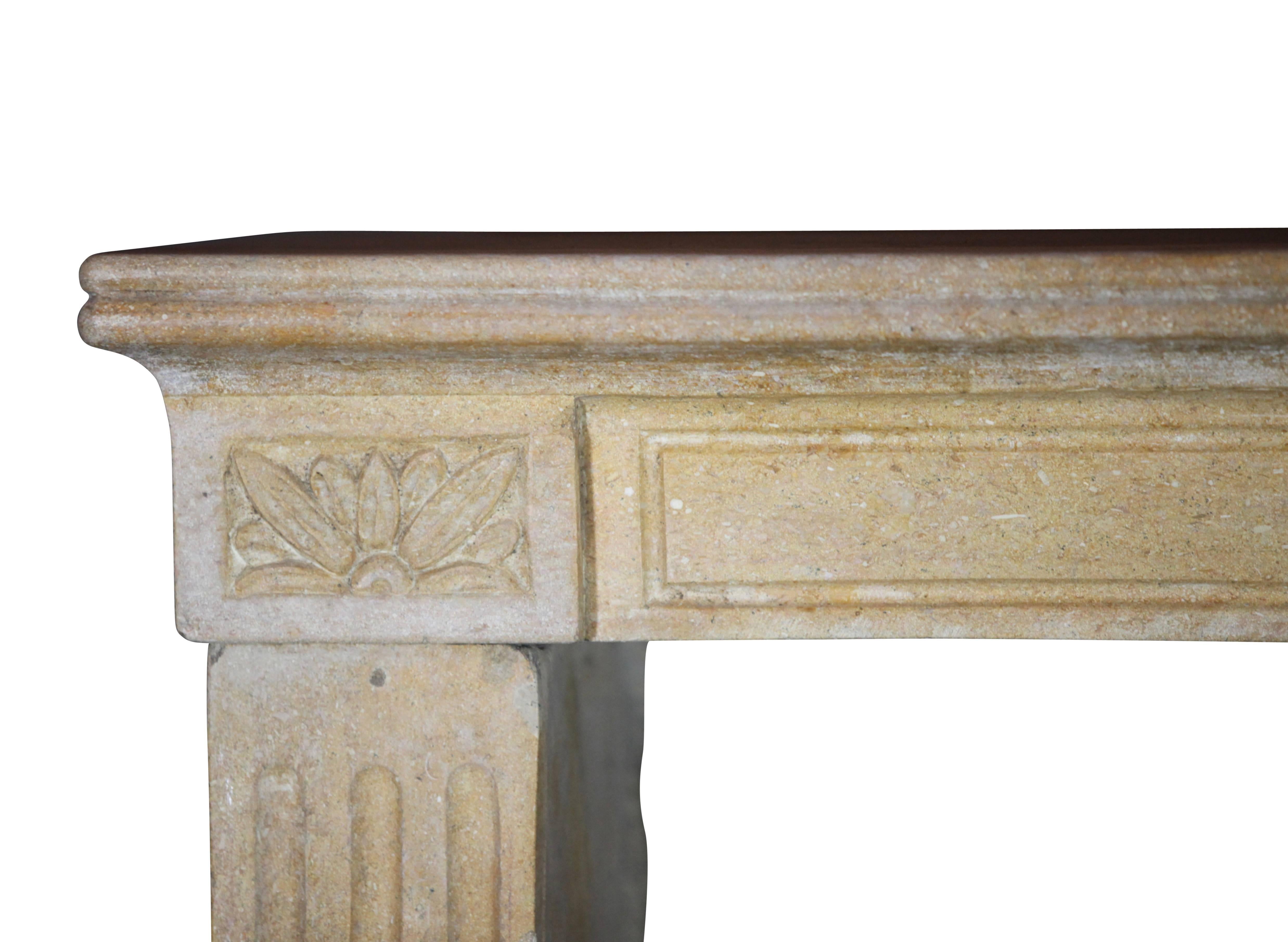 Directoire 18th Century Limestone Antique Fireplace Mantle For Sale