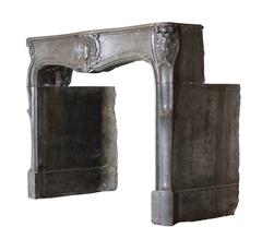 Fine 18th Century French Burgundy Antique Fireplace Mantle in Stone