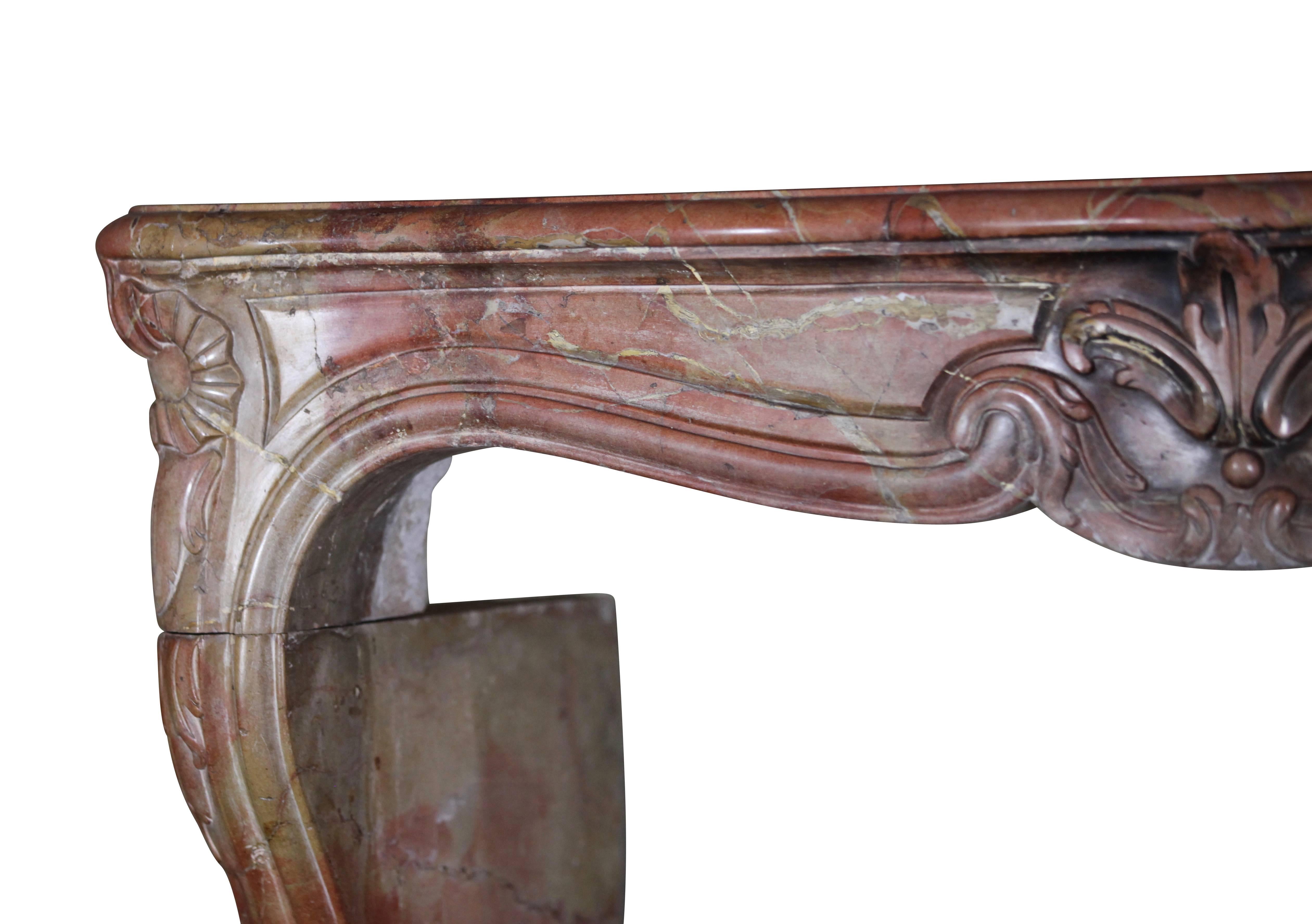 Hand-Carved 18th Century French Country and Antique Fireplace Mantle For Sale
