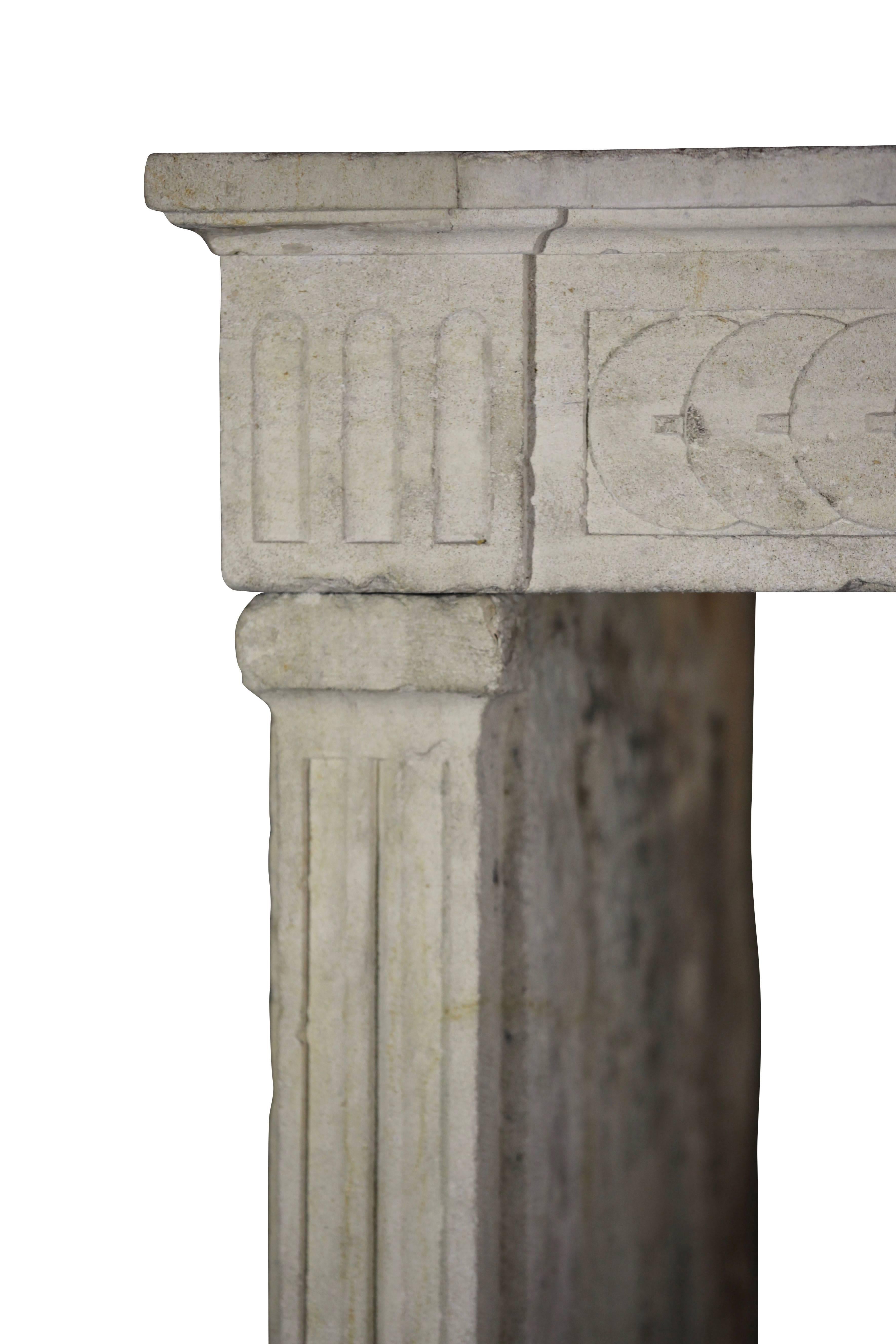 18th Century Antique Fireplace Mantel in Limestone 1