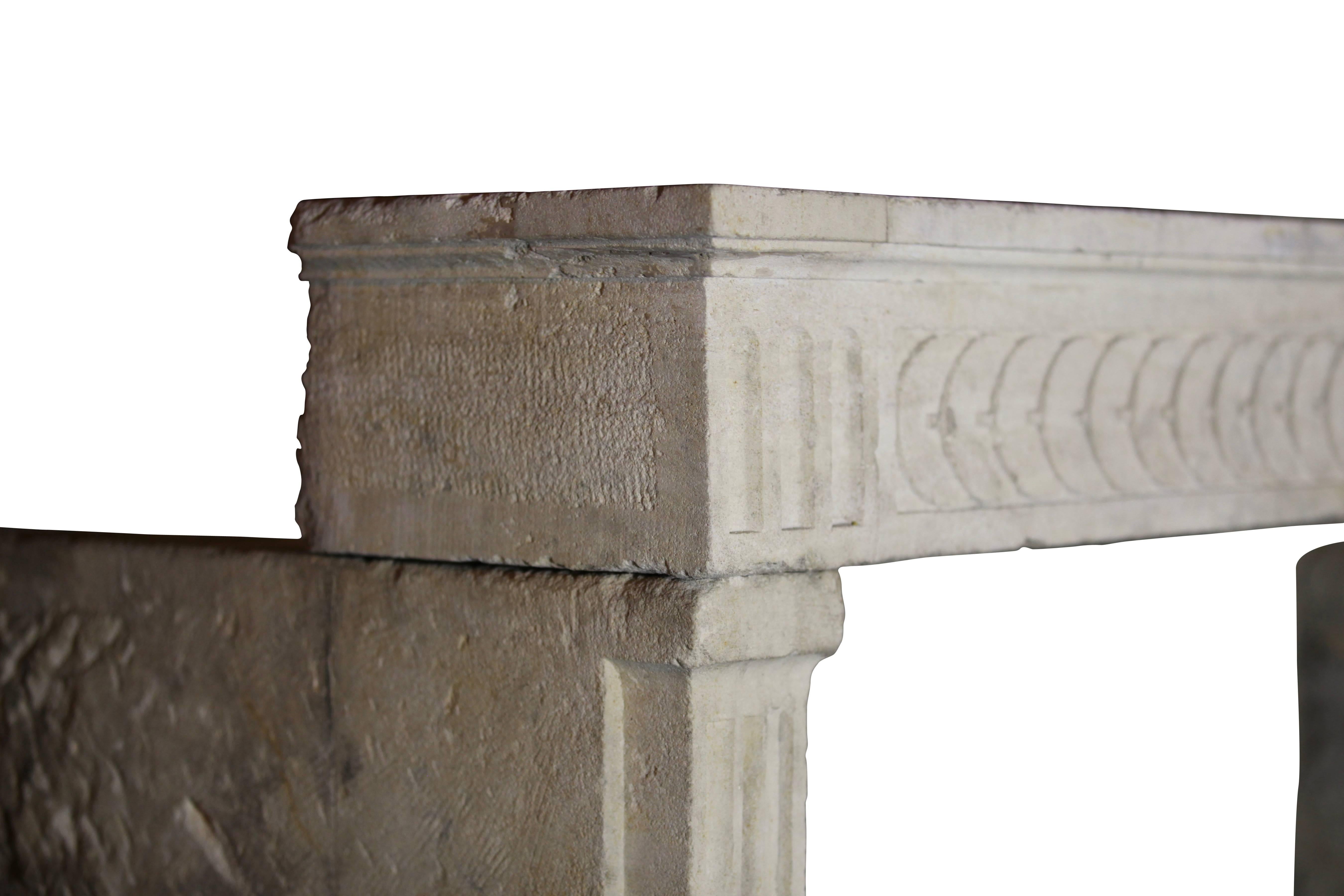 18th Century and Earlier 18th Century Antique Fireplace Mantel in Limestone