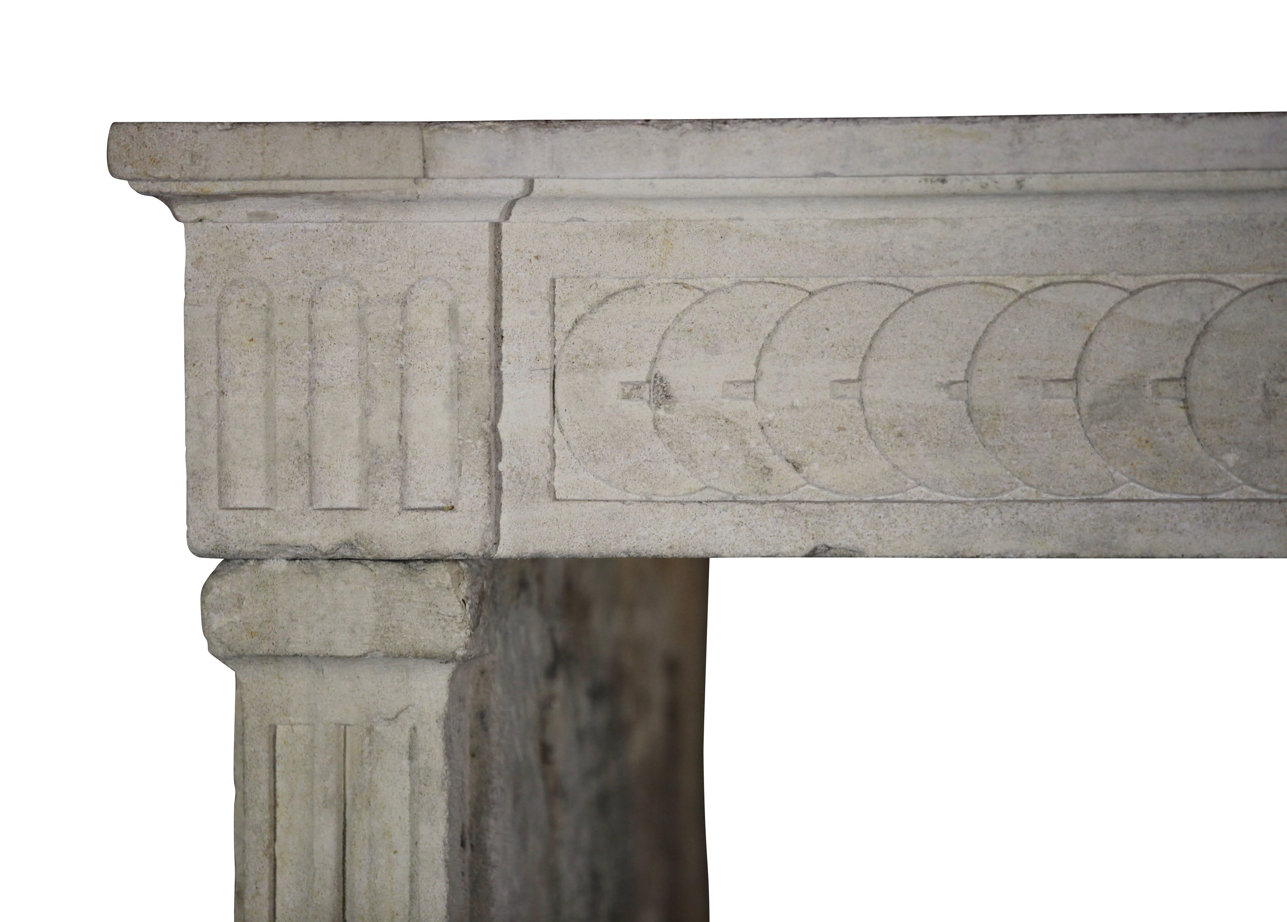 Carved 18th Century Antique Fireplace Mantel in Limestone