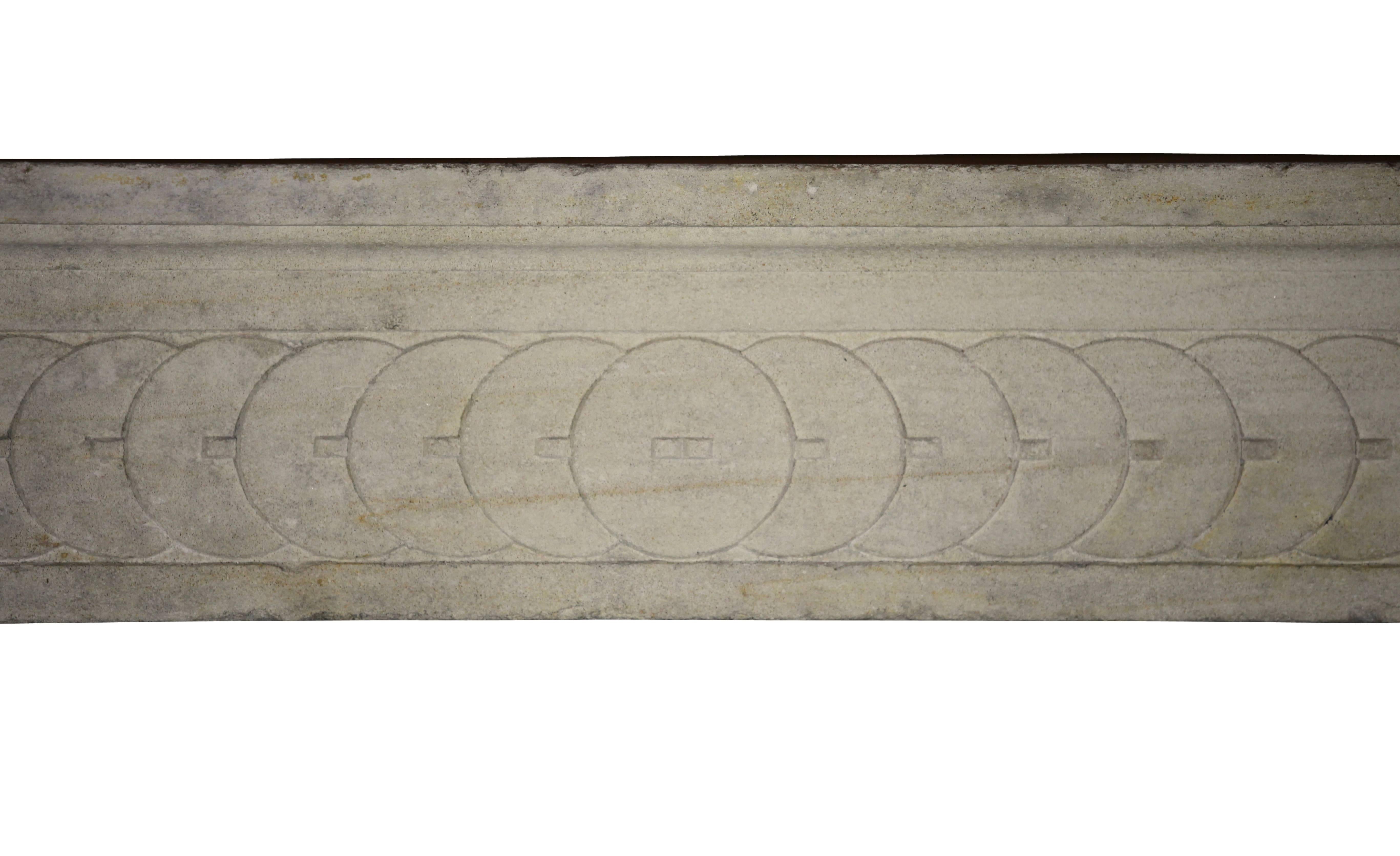 Louis XVI 18th Century Antique Fireplace Mantel in Limestone