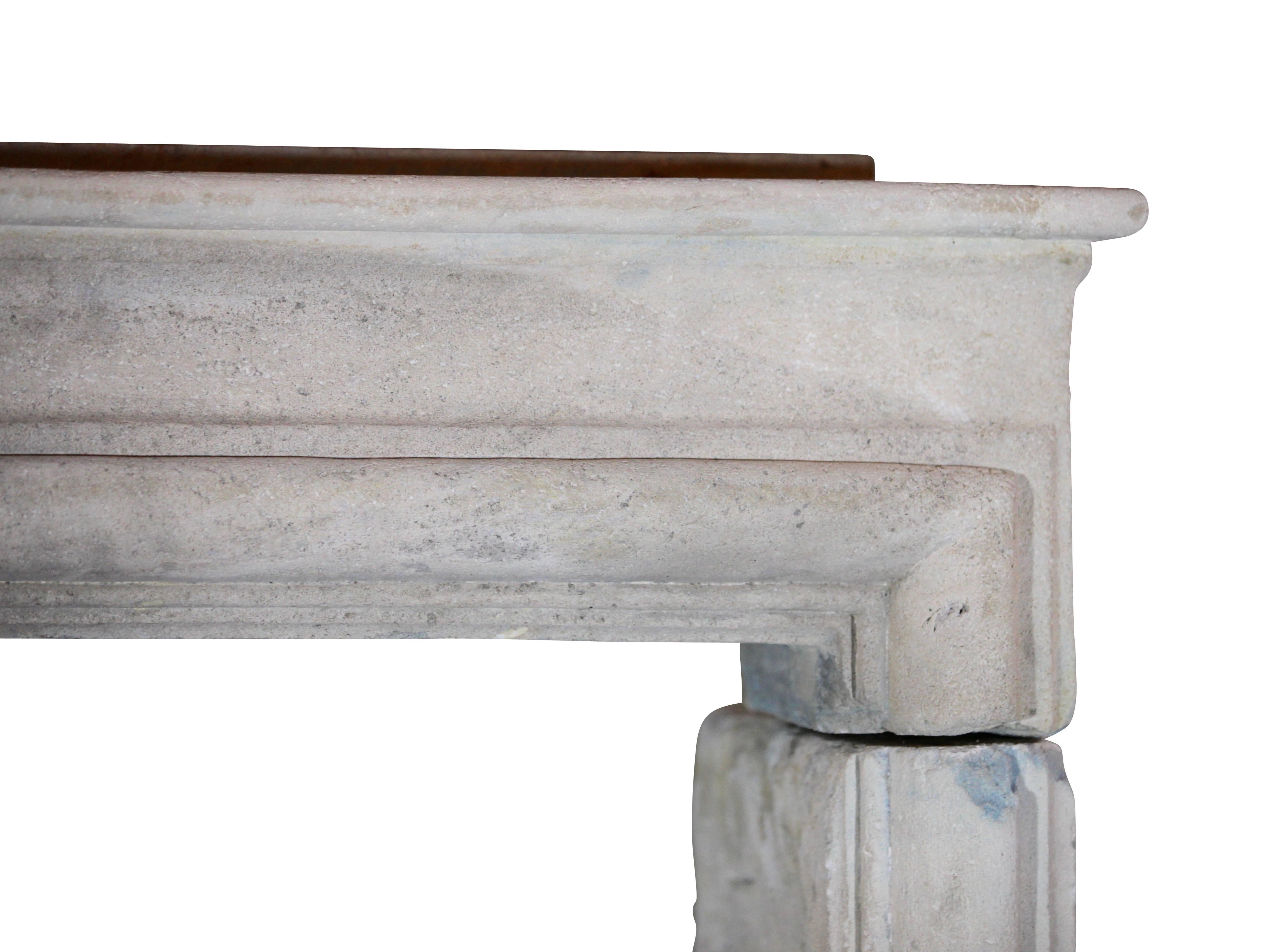 French 18th Century Limestone Antique Fireplace Mantel