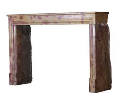 19th Century Burgundy Bicolor Antique Fireplace Mantel