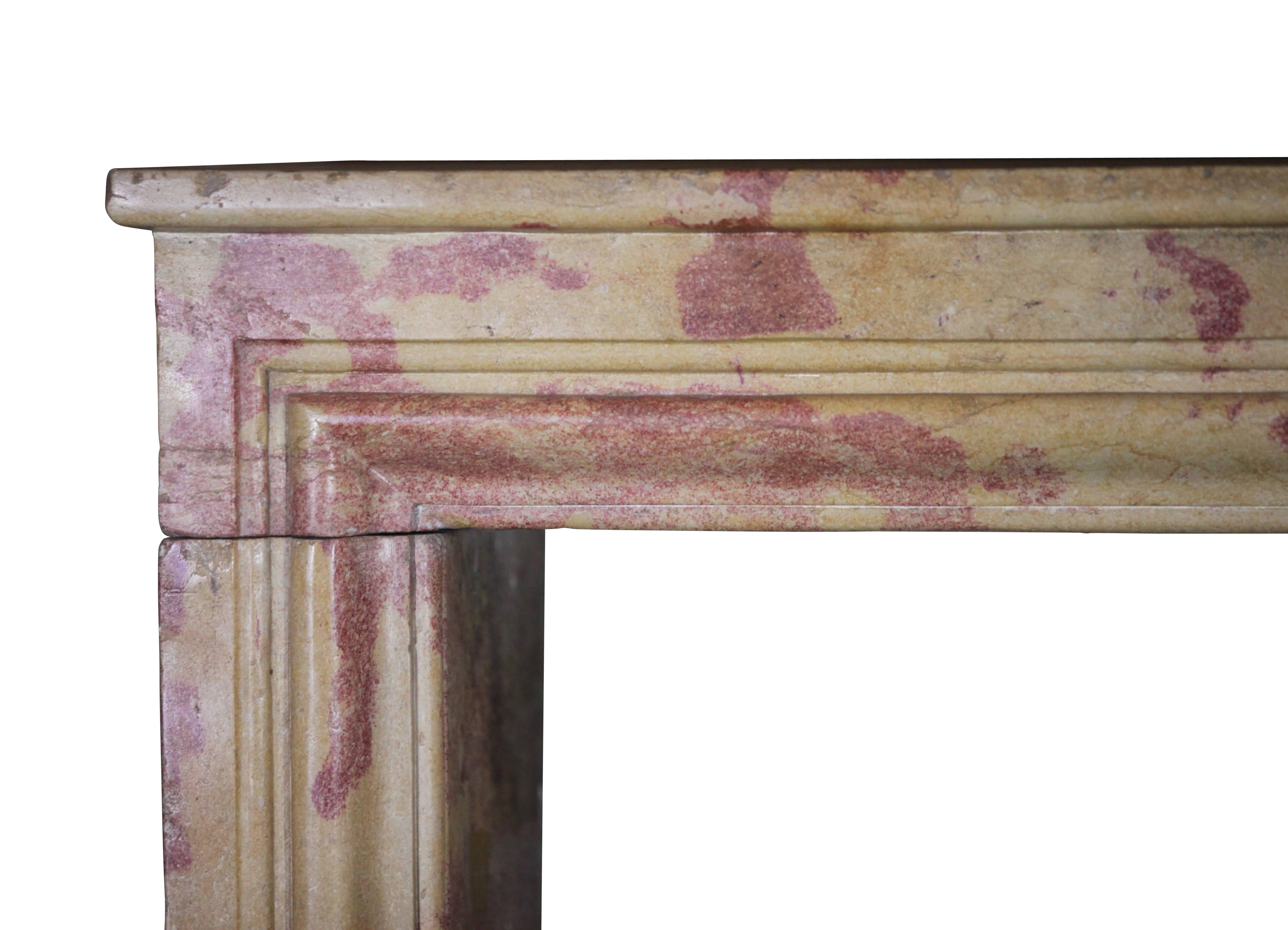 Carved 19th Century Burgundy Bicolor Antique Fireplace Mantel