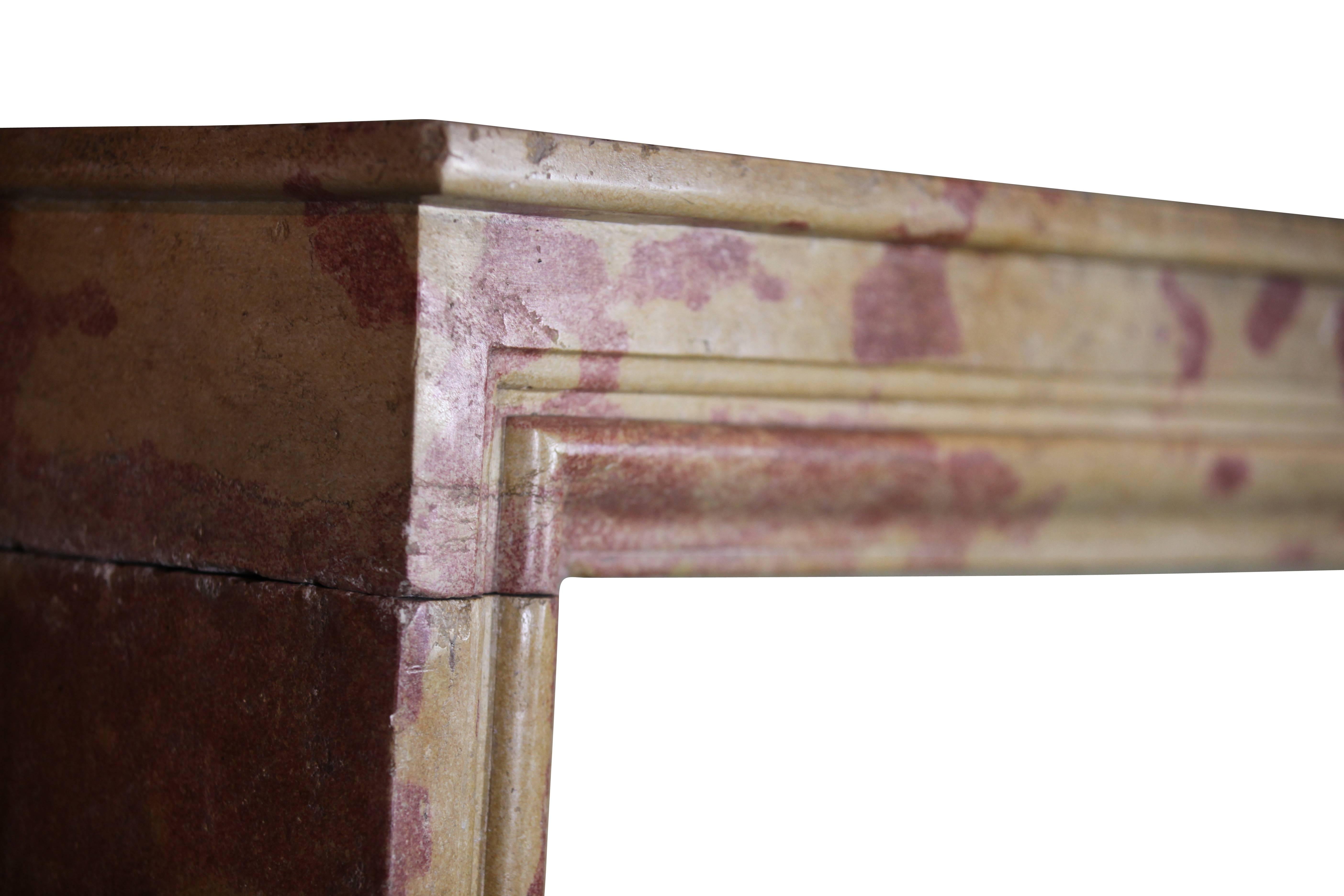 19th Century Burgundy Bicolor Antique Fireplace Mantel 1