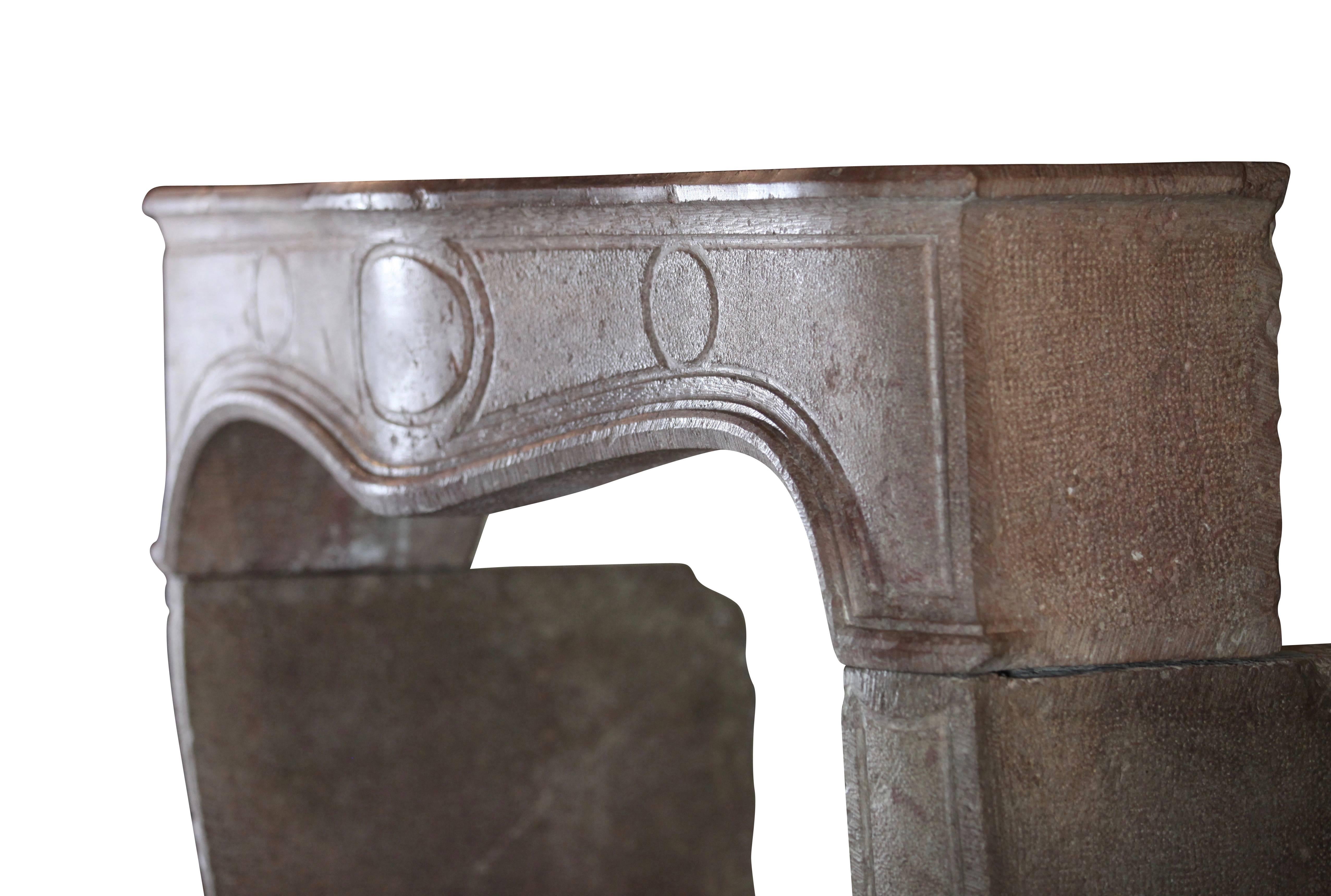 Carved 17th Century Original Antique Fireplace Mantel in Hard Stone For Sale