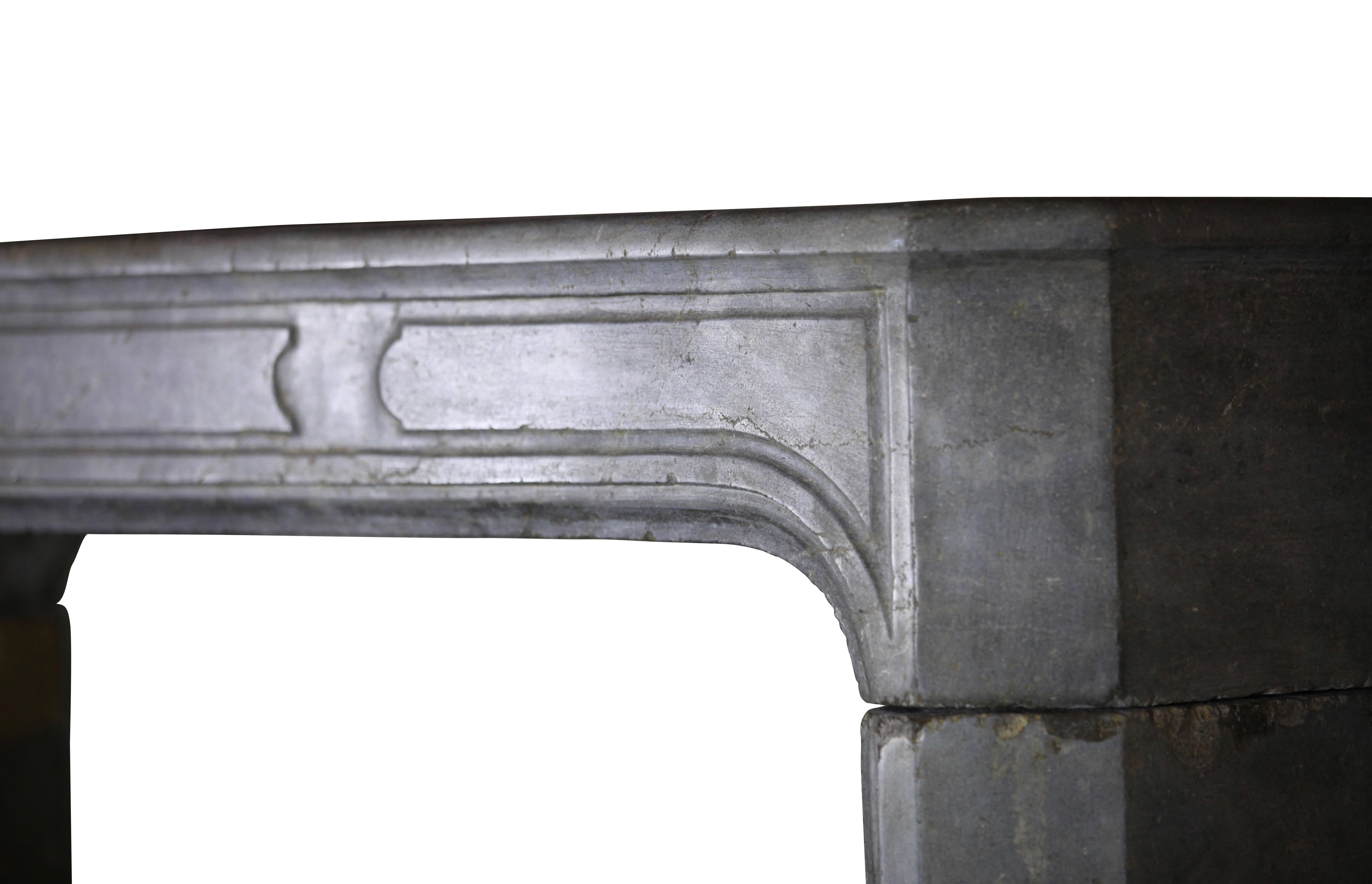 Carved 18th Century Country Bicolor Original Antique Fireplace Mantle For Sale