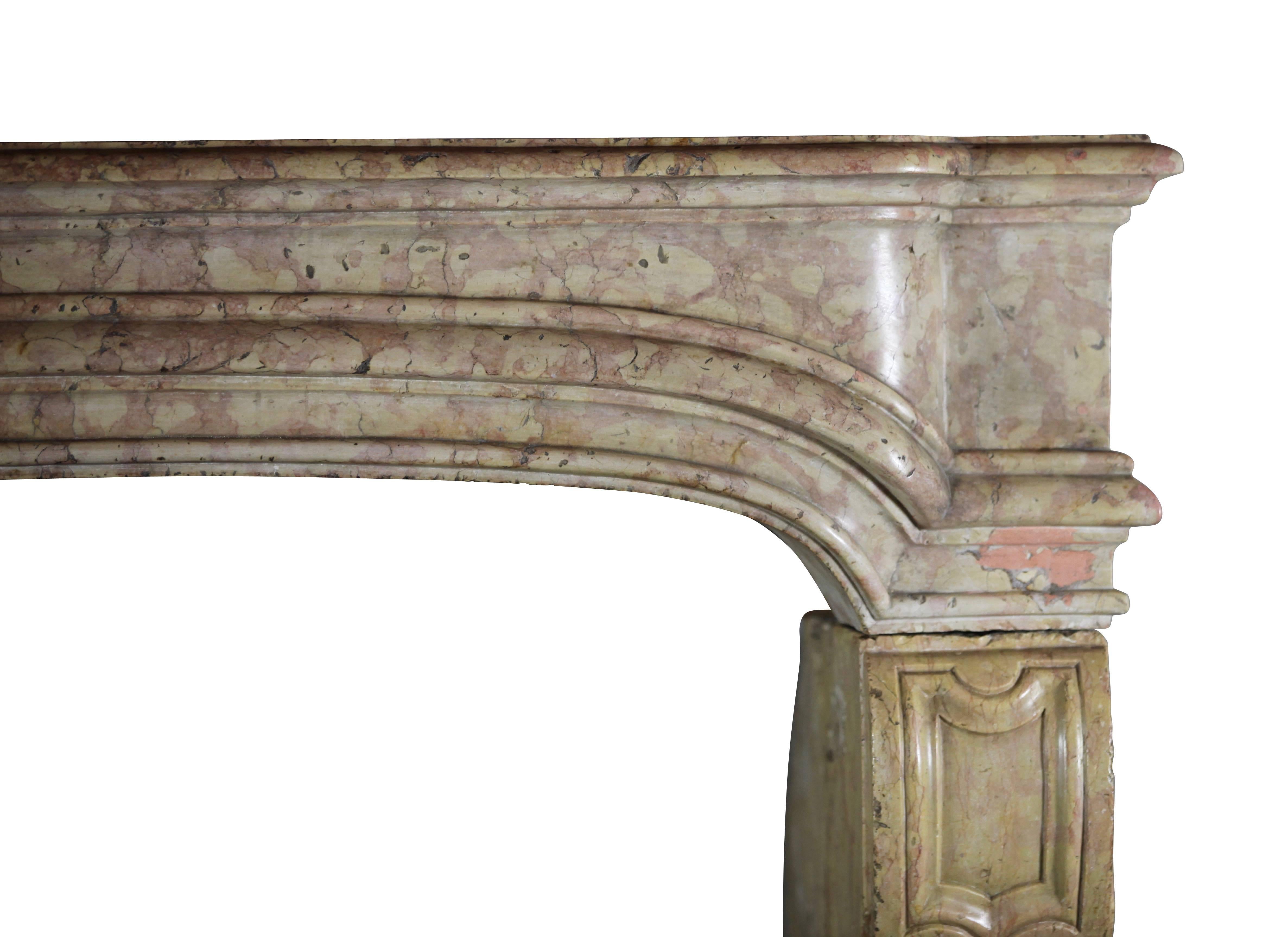 Louis XIV 17th Century Classic Antique Fireplace Mantel in Burgundy Hard Stone For Sale