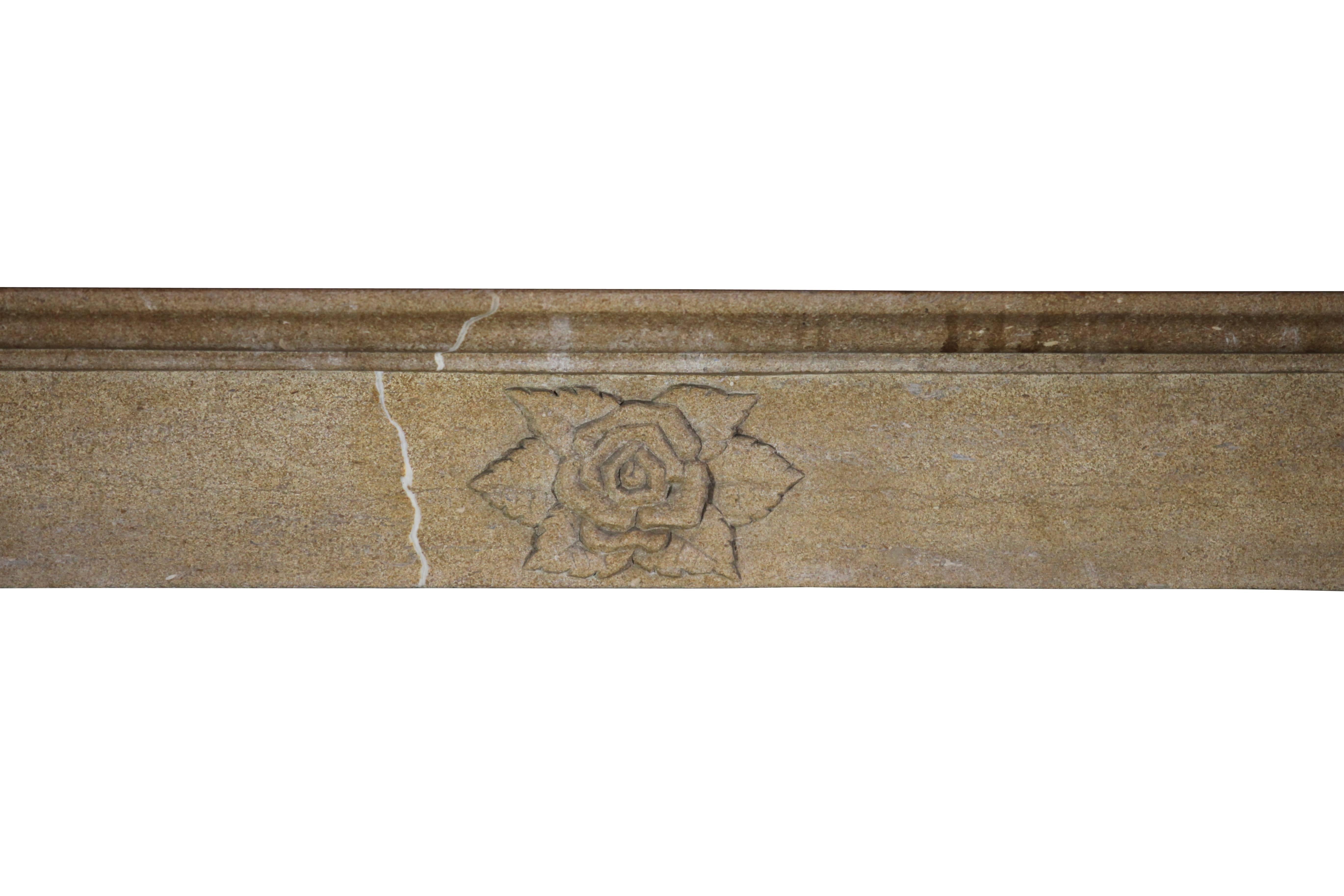 French 19th Century Honey Color Antique Fireplace Mantle in Limestone For Sale
