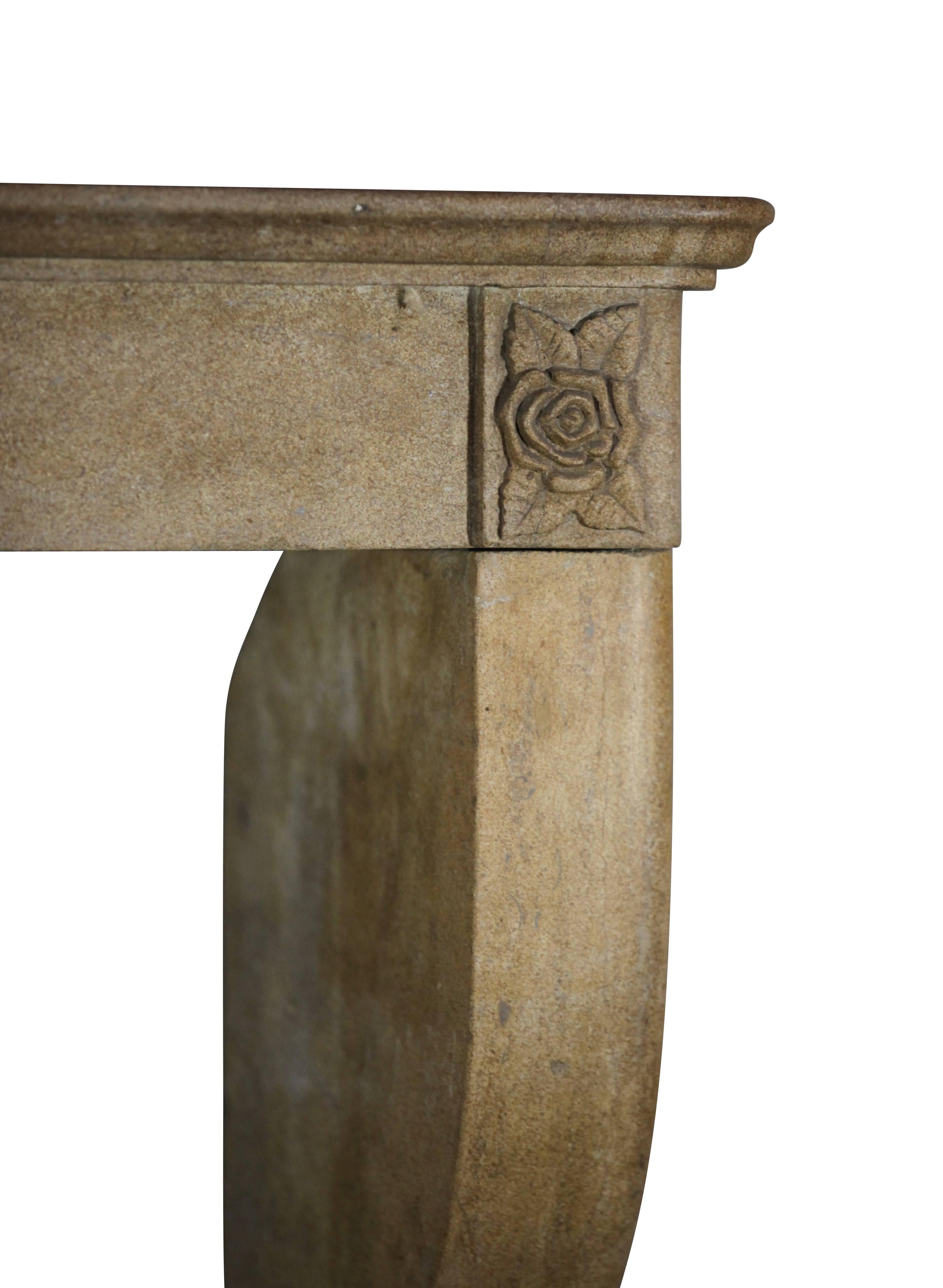 19th Century Honey Color Antique Fireplace Mantle in Limestone For Sale 5