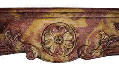 17th Century Antique Fireplace Mantle in Burgundy Hard Stone