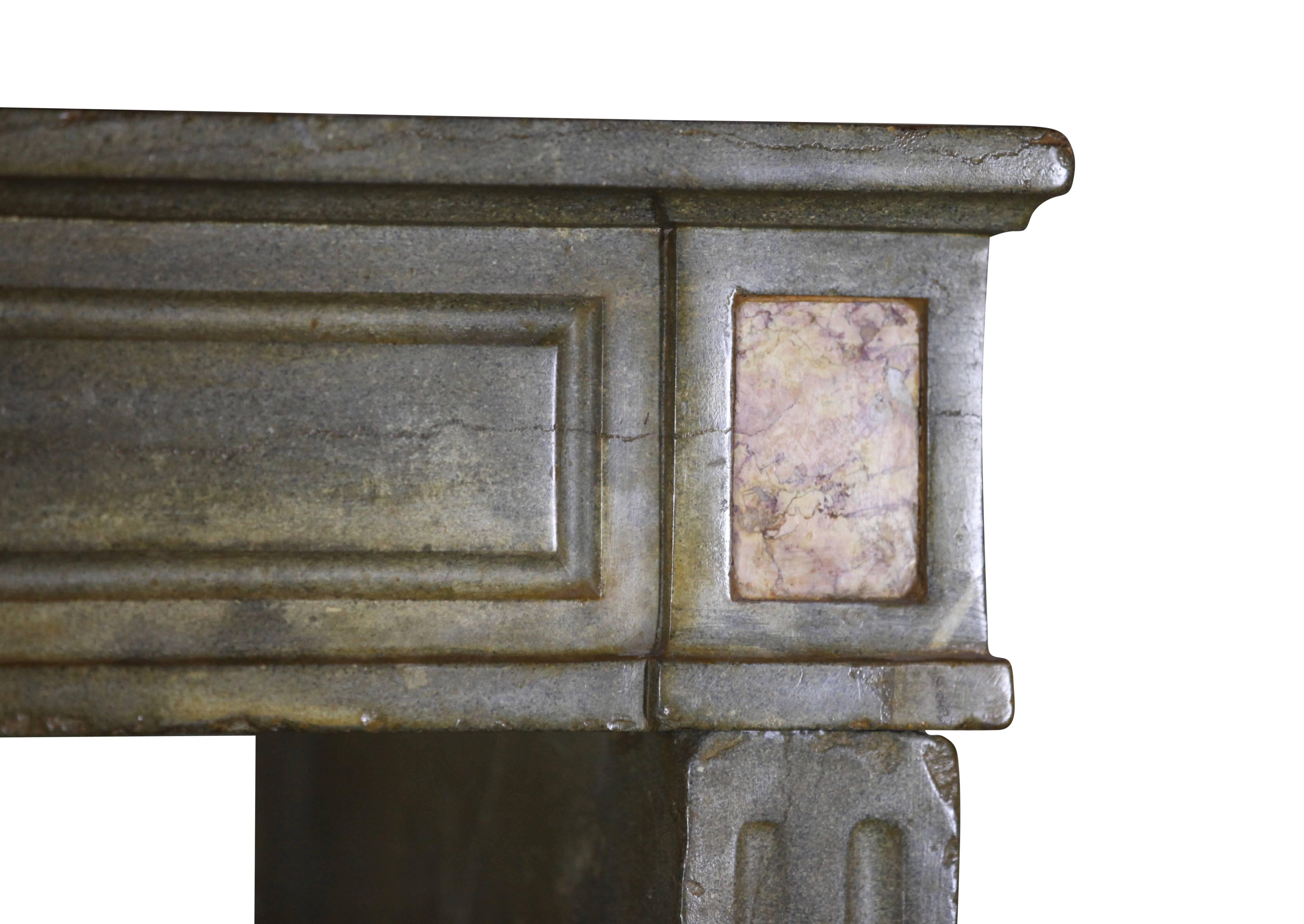18th Century and Earlier 18th Century Classic Antique Fireplace Mantel in Burgundy Hard Stone