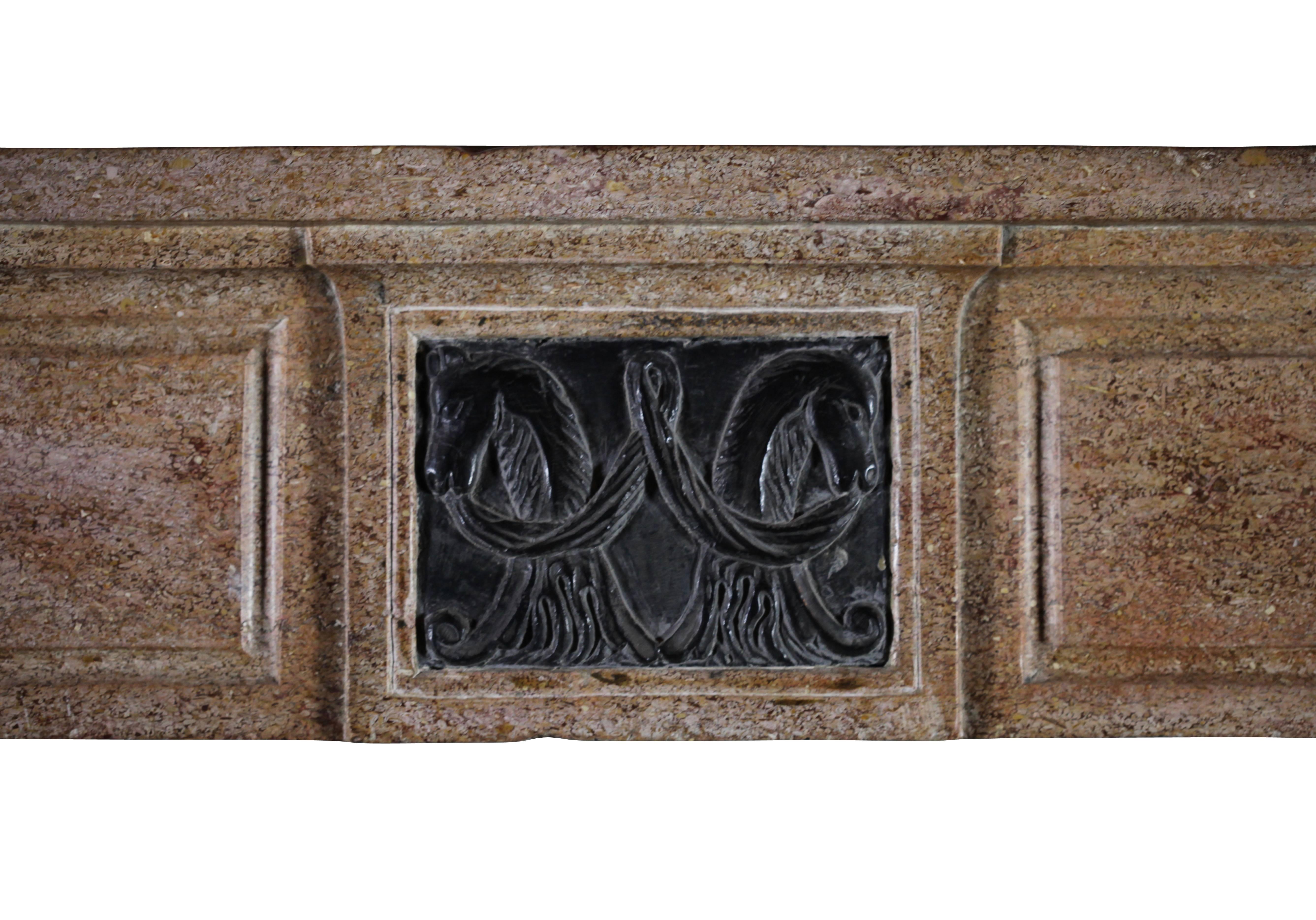 Directoire 18th Century Original Antique Fireplace Mantel with Black Marble Inlay For Sale