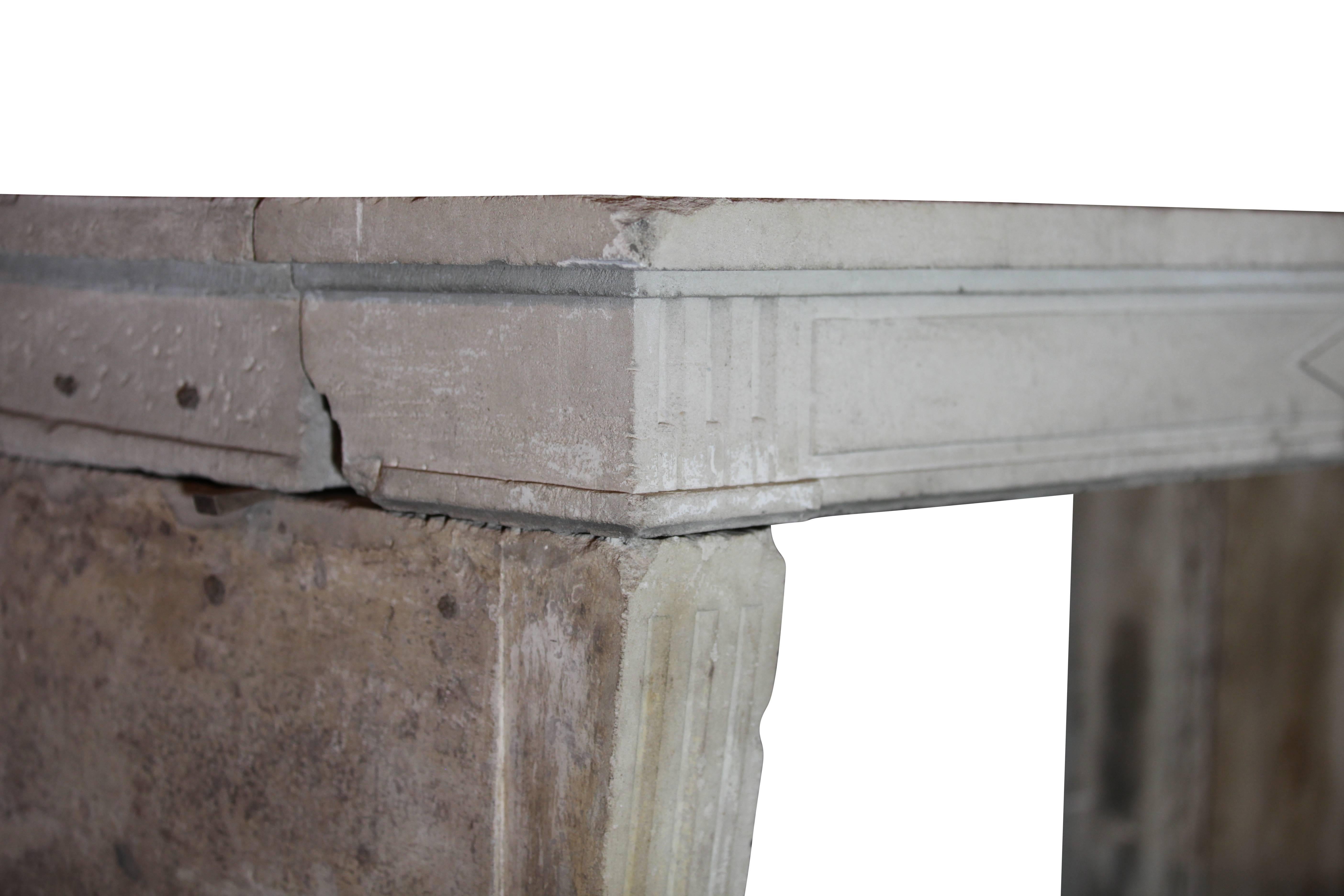 18th Century and Earlier 18th Century Country Limestone Original Antique Fireplace Mantel