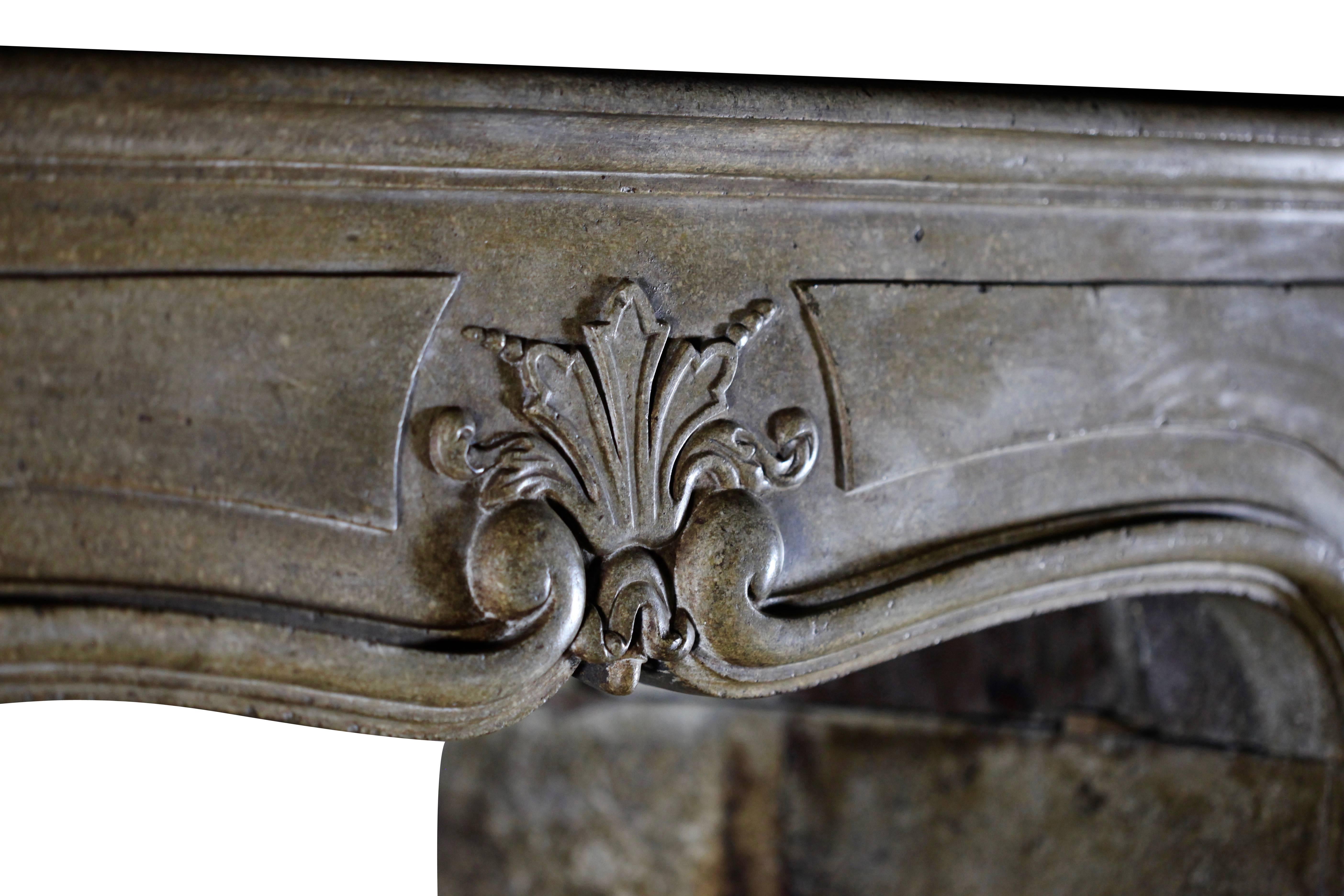 Louis XIV 18th Century Original Antique Fireplace Mantel in Hard Stone For Sale