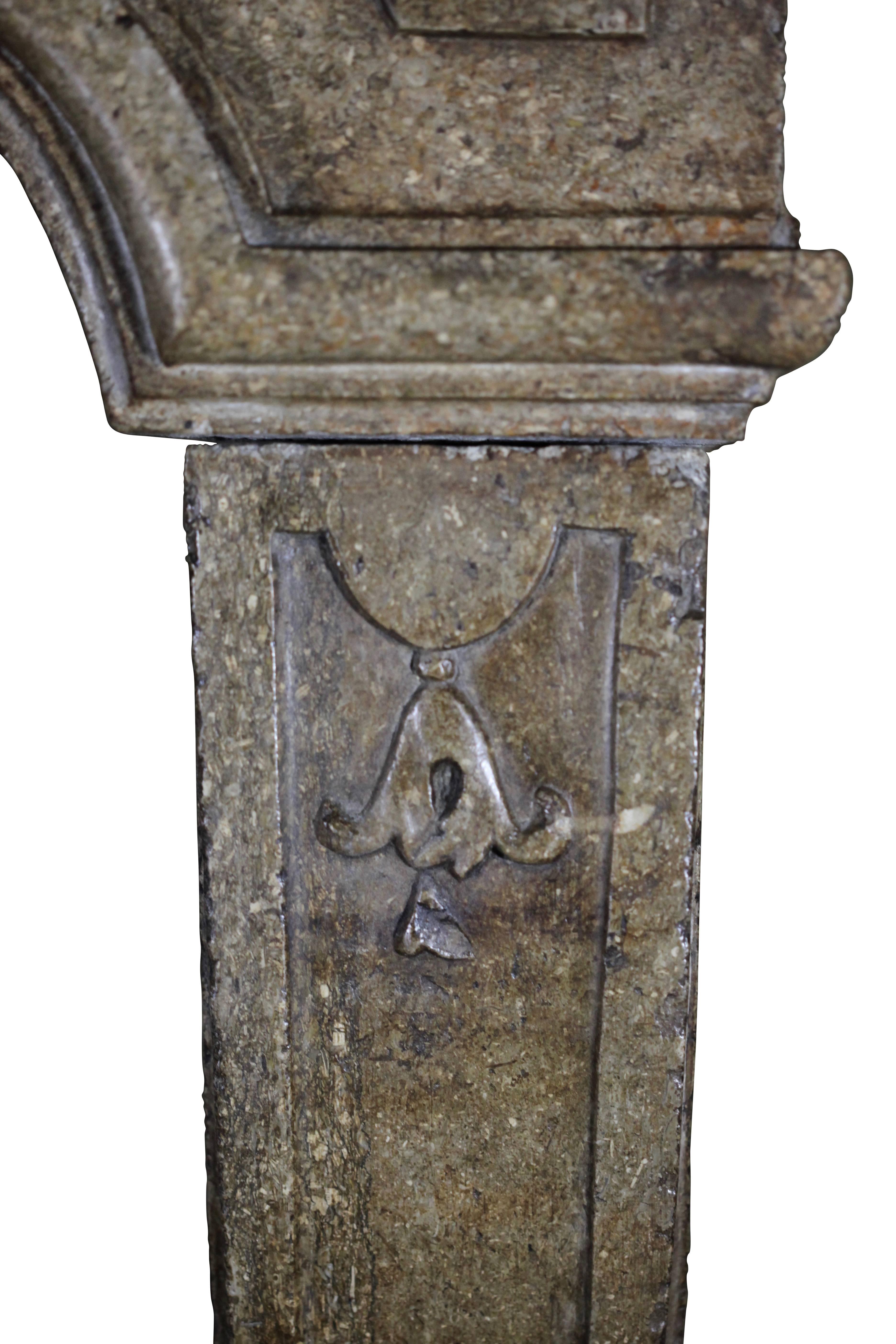 18th Century Original Antique Fireplace Mantel in Hard Stone For Sale 2